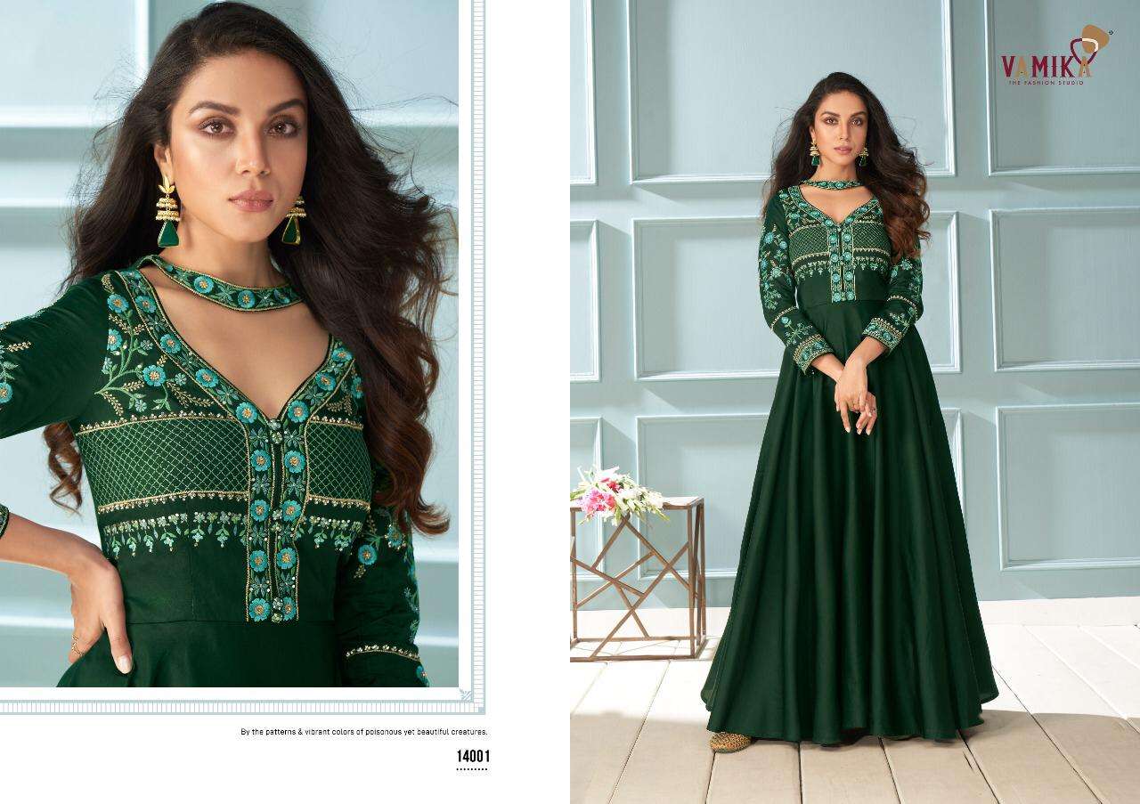 AMORINA VOL-6 BY ARIHANT NX 14001 TO 14006 SERIES DESIGNER WEAR COLLECTION BEAUTIFUL STYLISH FANCY COLORFUL PARTY WEAR & OCCASIONAL WEAR MUSLIN SILK GOWNS AT WHOLESALE PRICE