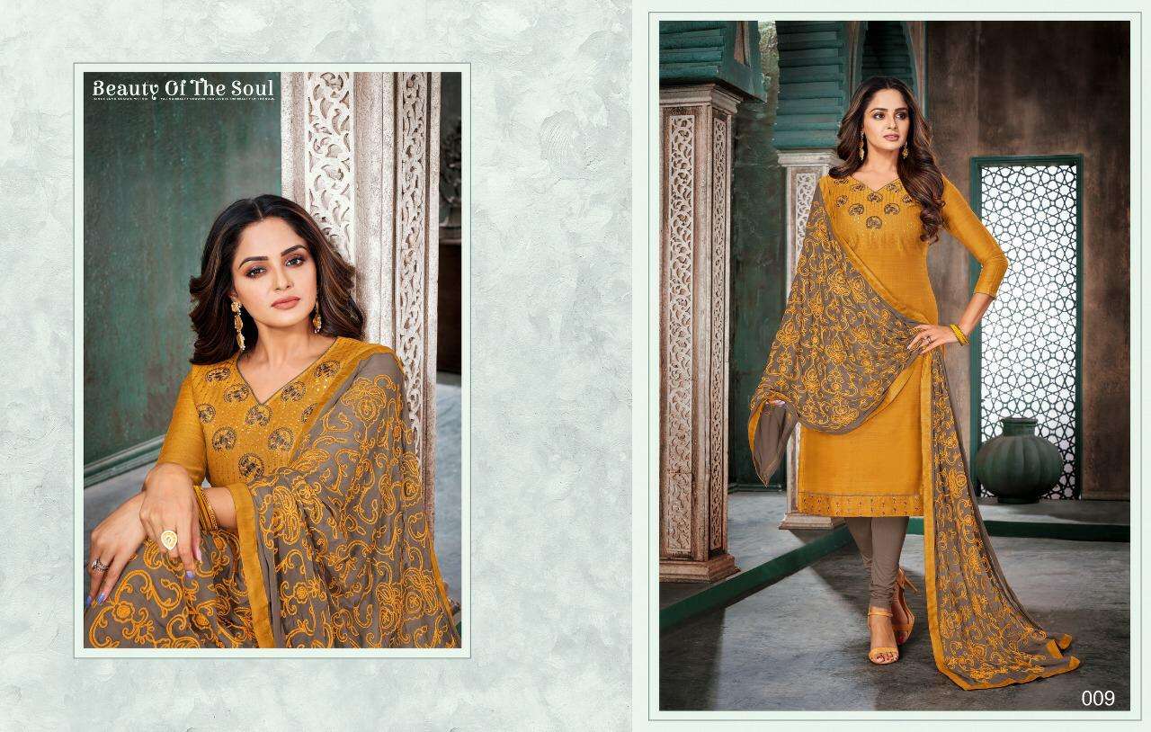 NUSHRAT BY KASMEERA 009 TO 020 SERIES BEAUTIFUL SUITS COLORFUL STYLISH FANCY CASUAL WEAR & ETHNIC WEAR JHARNA SILK WITH EMBROIDERY DRESSES AT WHOLESALE PRICE