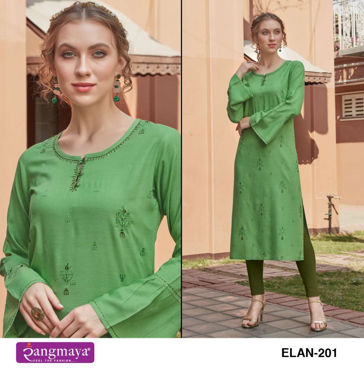 ELAN VOL-2 BY RANGMAYA 201 TO 210 SERIES DESIGNER STYLISH FANCY COLORFUL BEAUTIFUL PARTY WEAR & ETHNIC WEAR COLLECTION MILANGE KURTIS AT WHOLESALE PRICE