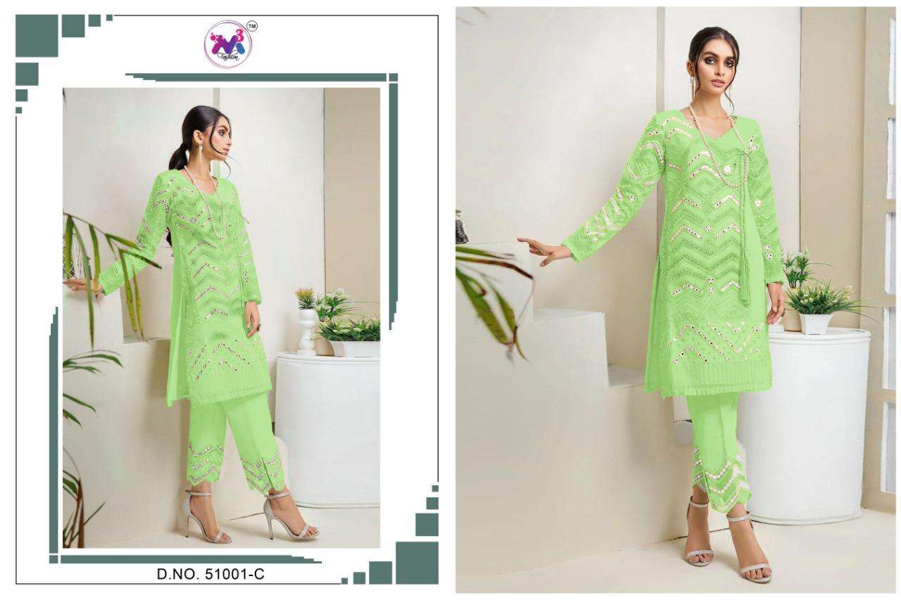 ZEBTAN LUXURY BY M3 FASHION 51001-A TO 51001-C SERIES PAKISTANI SUITS BEAUTIFUL FANCY COLORFUL STYLISH PARTY WEAR & OCCASIONAL WEAR FAUX GEORGETTE EMBROIDERED DRESSES AT WHOLESALE PRICE