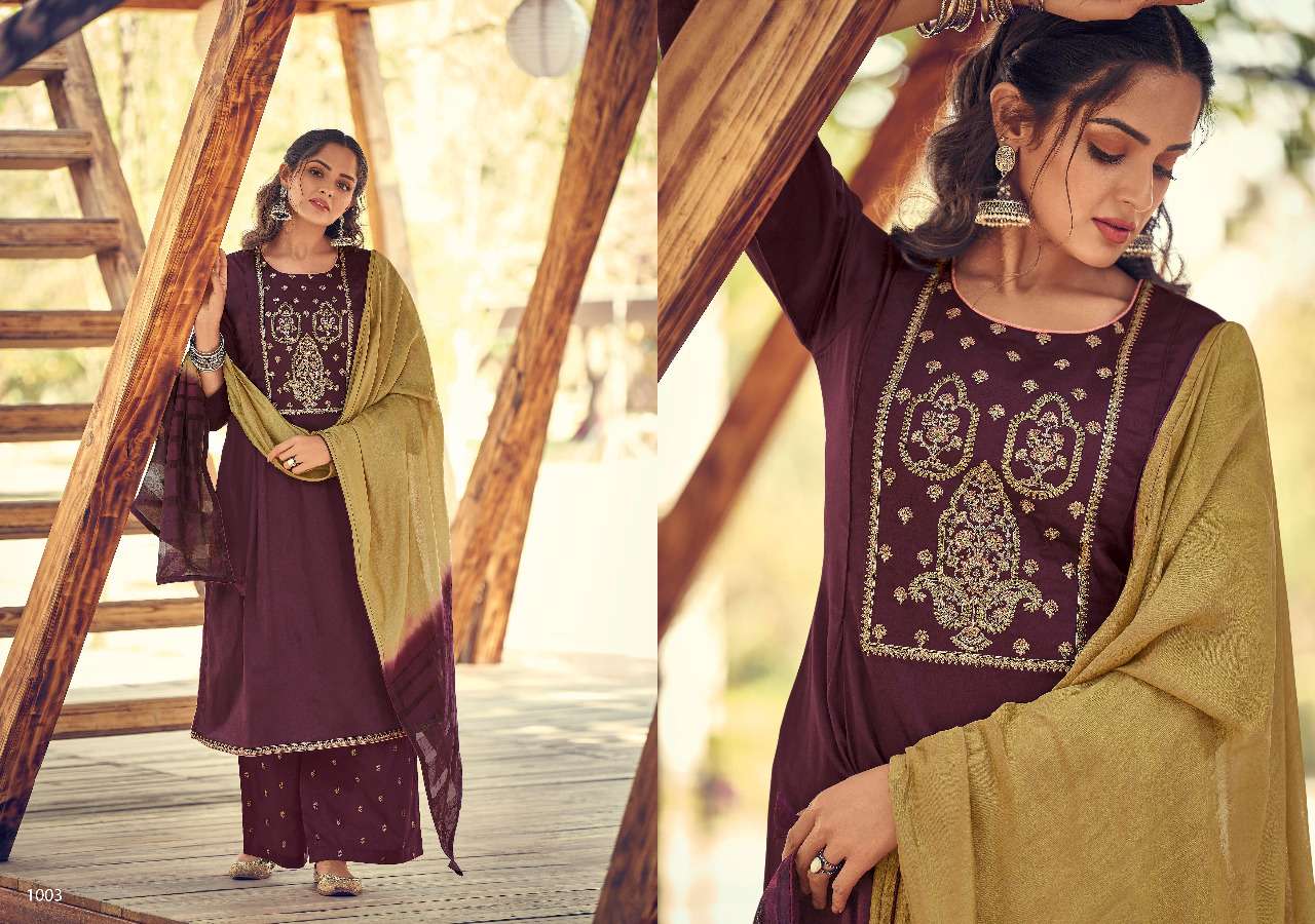 FENNY BY SWEETY FASHION 1001 TO 1008 SERIES BEAUTIFUL SUITS STYLISH FANCY COLORFUL CASUAL WEAR & ETHNIC WEAR JAM SATIN EMBROIDERY DRESSES AT WHOLESALE PRICE