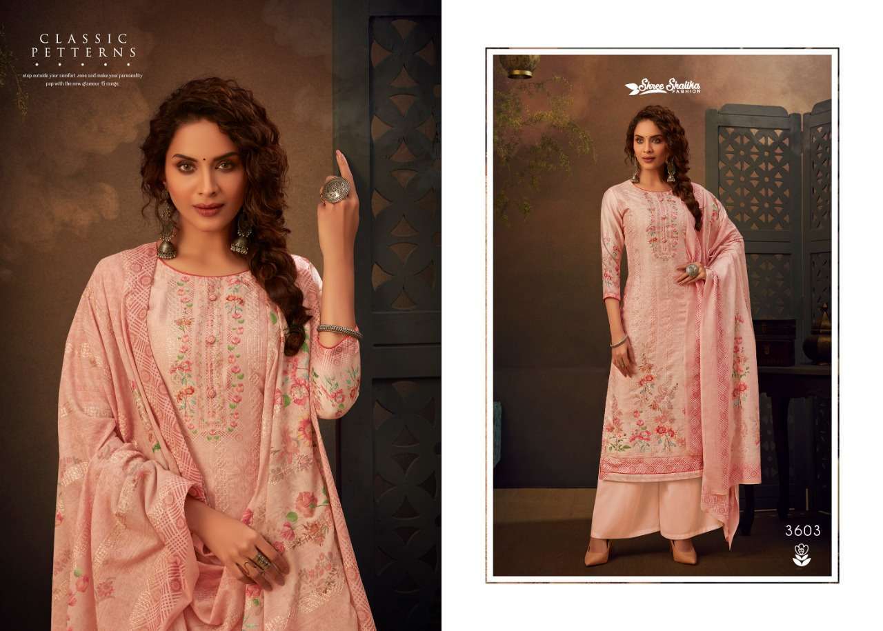 SHALIKA VOL-72 BY SHREE SHALIKA FASHION 3601 TO 3608 SERIES BEAUTIFUL STYLISH SUITS FANCY COLORFUL CASUAL WEAR & ETHNIC WEAR & READY TO WEAR JAM SATIN DIGITAL PRINT WITH AARI WORK DRESSES AT WHOLESALE PRICE