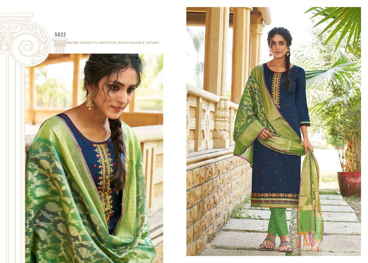 PARNITA VOL-5 BY KESSI FABRICS 5821 TO 5828 SERIES BEAUTIFUL SUITS COLORFUL STYLISH FANCY CASUAL WEAR & ETHNIC WEAR JAM SILK WORK DRESSES AT WHOLESALE PRICE