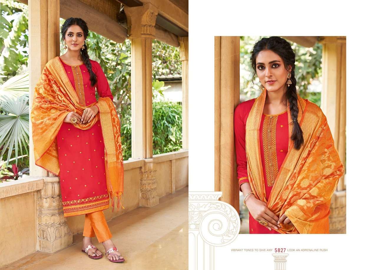 PARNITA VOL-5 BY KESSI FABRICS 5821 TO 5828 SERIES BEAUTIFUL SUITS COLORFUL STYLISH FANCY CASUAL WEAR & ETHNIC WEAR JAM SILK WORK DRESSES AT WHOLESALE PRICE