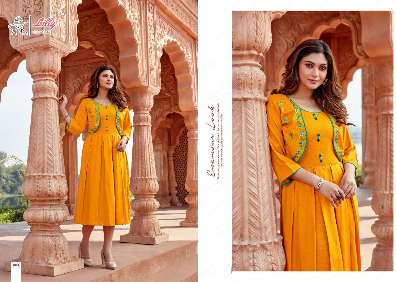 GHOOMER BY LILLY 1001 TO 1009 SERIES DESIGNER STYLISH FANCY COLORFUL BEAUTIFUL PARTY WEAR & ETHNIC WEAR COLLECTION COTTON SLUB KURTIS WITH JACKETS AT WHOLESALE PRICE