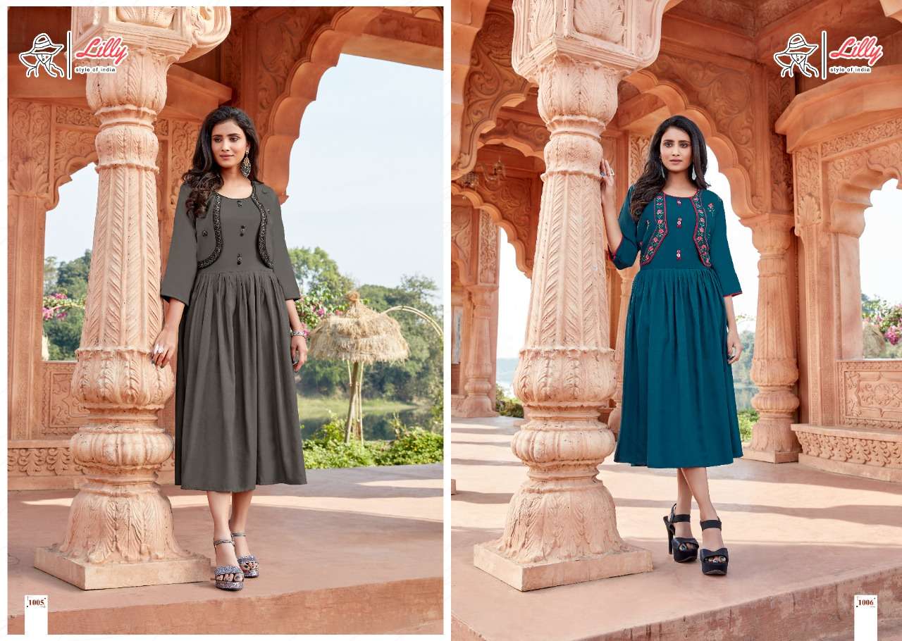 GHOOMER BY LILLY 1001 TO 1009 SERIES DESIGNER STYLISH FANCY COLORFUL BEAUTIFUL PARTY WEAR & ETHNIC WEAR COLLECTION COTTON SLUB KURTIS WITH JACKETS AT WHOLESALE PRICE