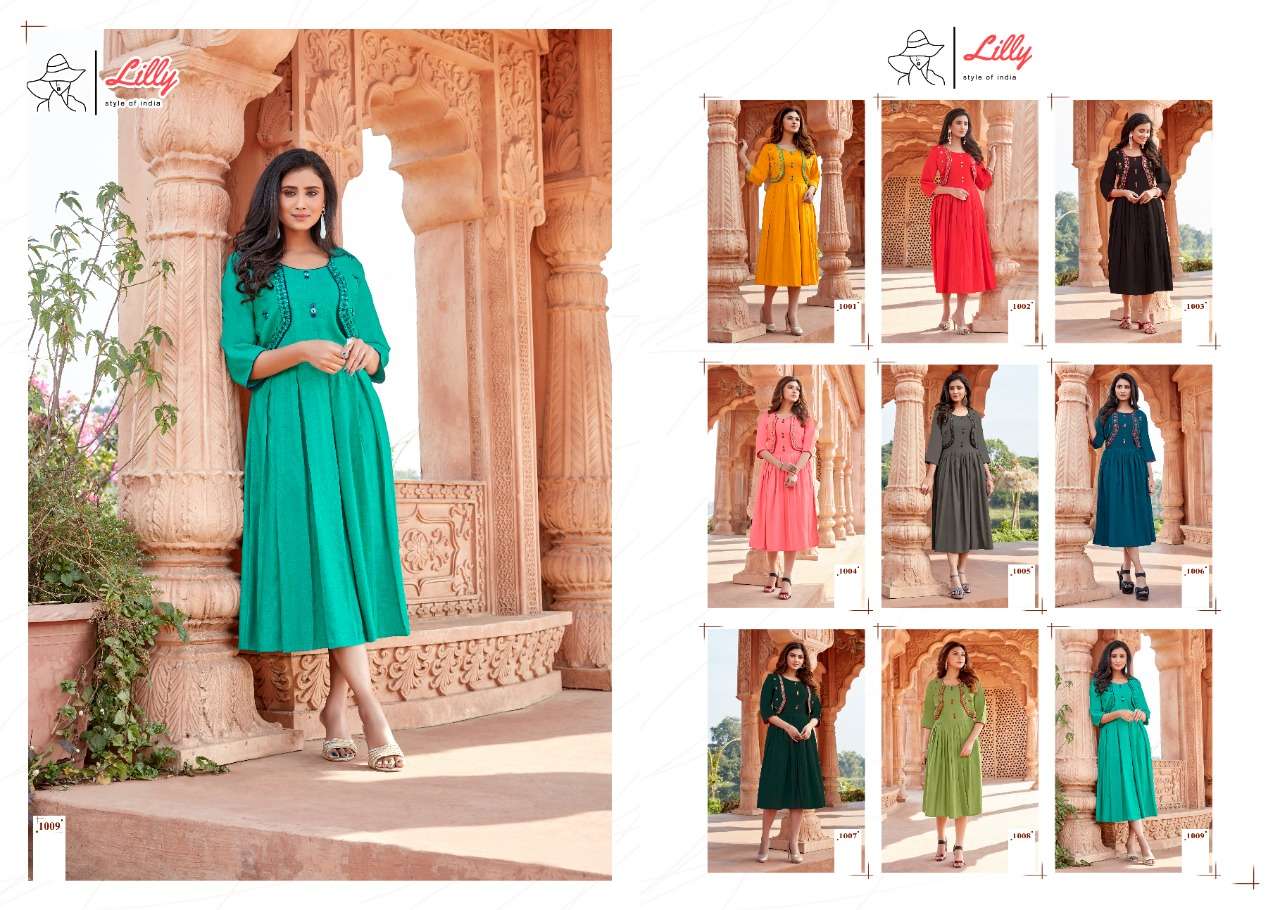 GHOOMER BY LILLY 1001 TO 1009 SERIES DESIGNER STYLISH FANCY COLORFUL BEAUTIFUL PARTY WEAR & ETHNIC WEAR COLLECTION COTTON SLUB KURTIS WITH JACKETS AT WHOLESALE PRICE