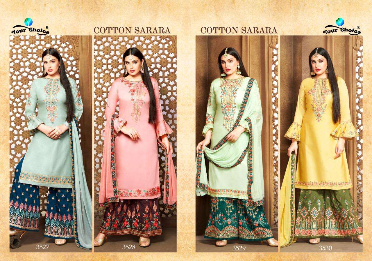 Cotton Sarara By Your Choice 3527 To 3530 Series Beautiful Stylish Sharara Suits Fancy Colorful Casual Wear & Ethnic Wear & Ready To Wear Jam Silk Cotton Dresses At Wholesale Price