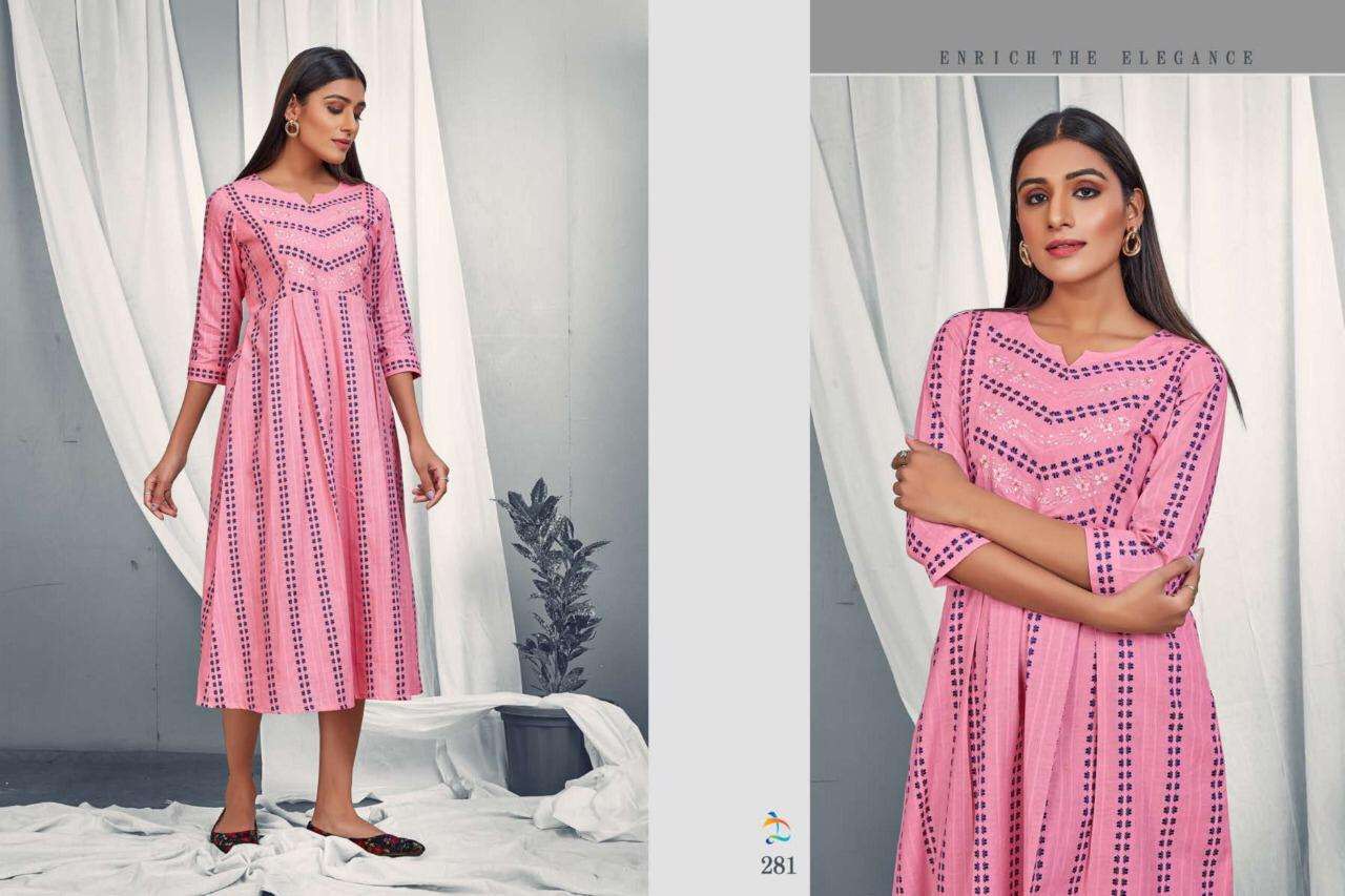 ANNIE BY DOVI FASHION DESIGNER STYLISH FANCY COLORFUL BEAUTIFUL PARTY WEAR & ETHNIC WEAR COLLECTION DOBBY COTTON LINING KURTIS AT WHOLESALE PRICE