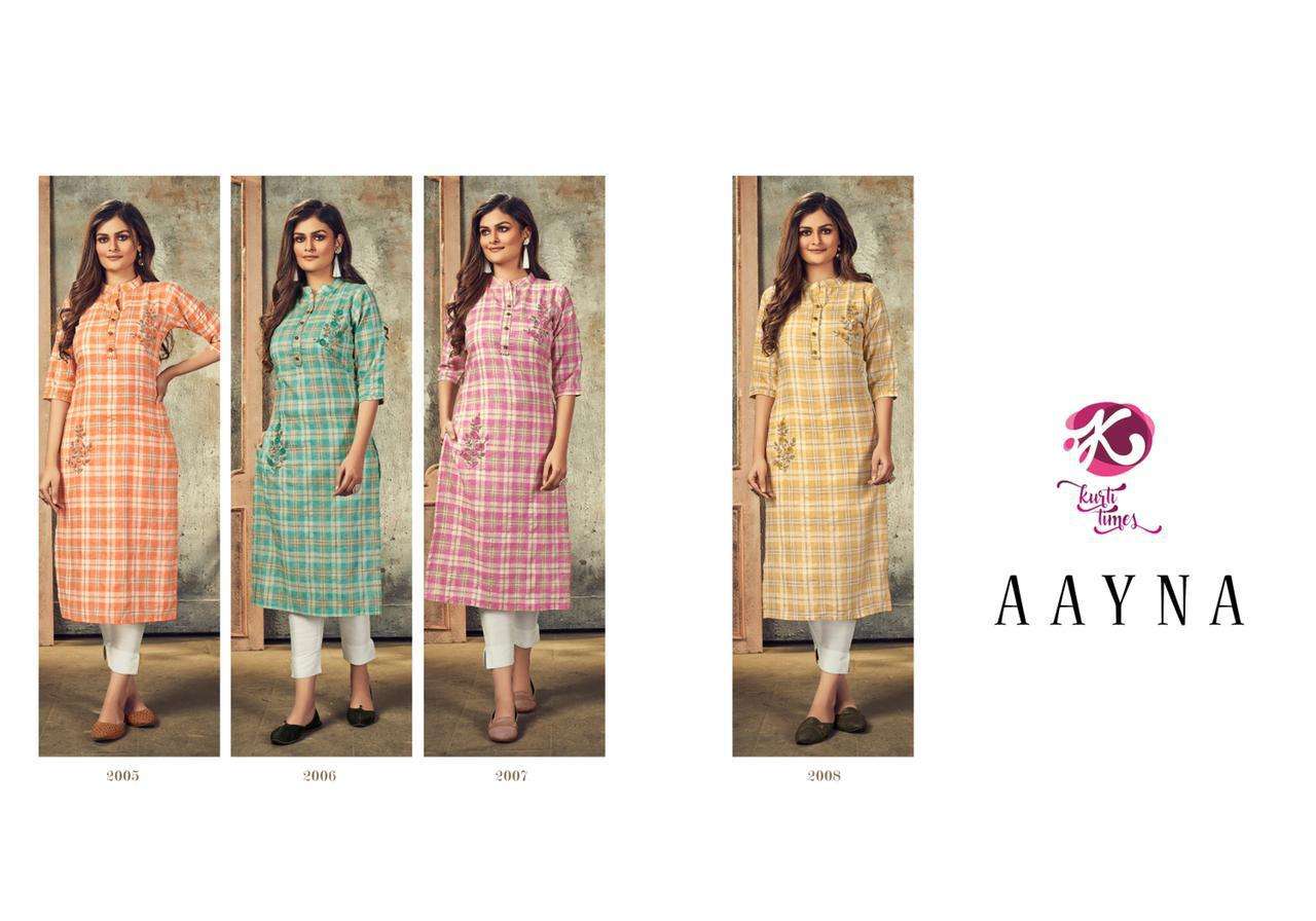 AAYNA BY KURTI TIMES 2005 TO 2008 SERIES DESIGNER STYLISH FANCY COLORFUL BEAUTIFUL PARTY WEAR & ETHNIC WEAR COLLECTION COTTON HANDWORK KURTIS AT WHOLESALE PRICE