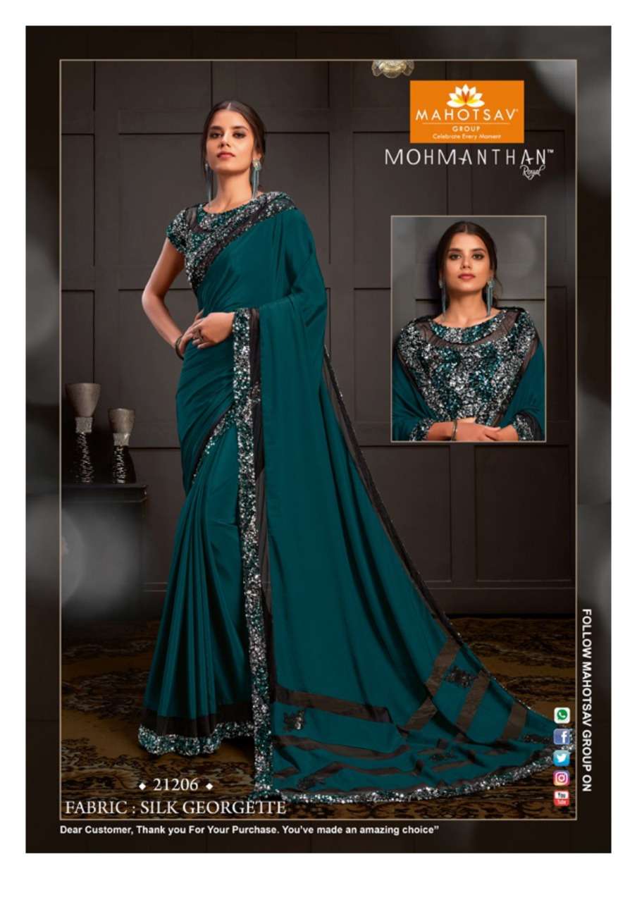 CELESTIE BY MOHMANTHAN 21204 TO 21212 SERIES INDIAN TRADITIONAL WEAR COLLECTION BEAUTIFUL STYLISH FANCY COLORFUL PARTY WEAR & OCCASIONAL WEAR FANCY SAREES AT WHOLESALE PRICE