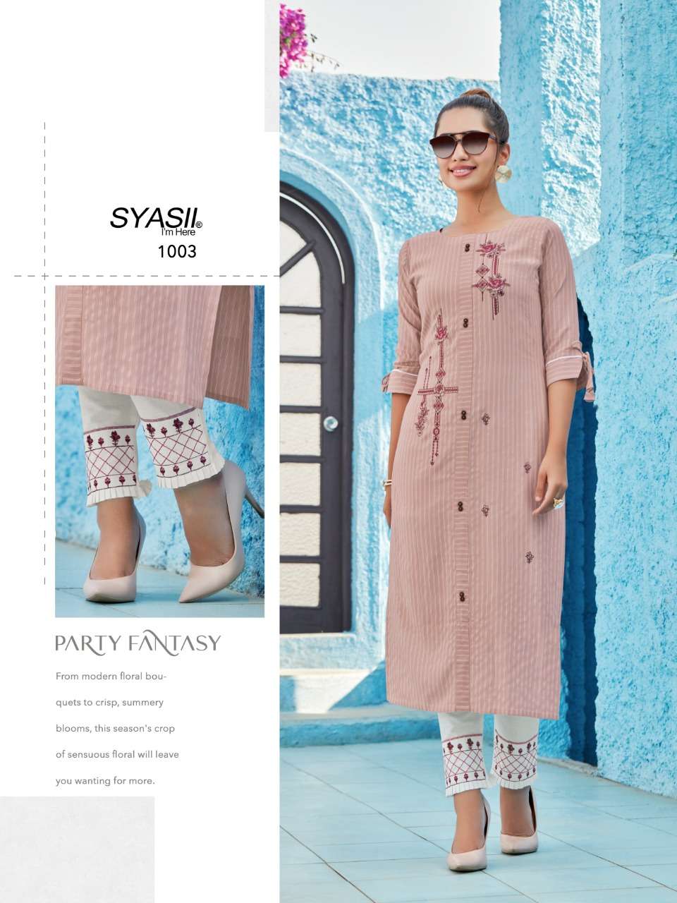 FASHION GLAMOUR BY SYASII 1001 TO 1006 SERIES DESIGNER STYLISH FANCY COLORFUL BEAUTIFUL PARTY WEAR & ETHNIC WEAR COLLECTION VISCOSE RAYON EMBROIDERY KURTIS AT WHOLESALE PRICE