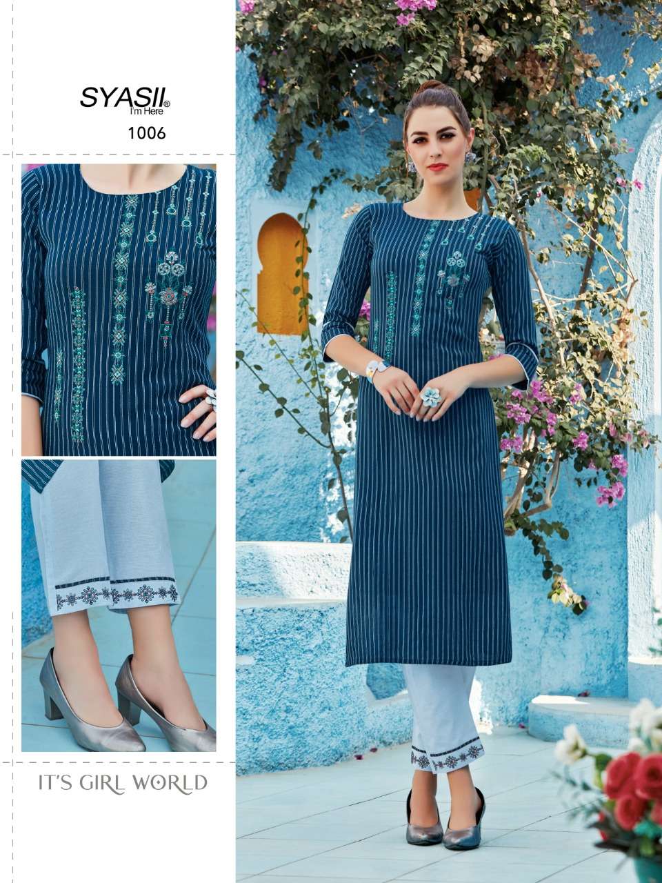 FASHION GLAMOUR BY SYASII 1001 TO 1006 SERIES DESIGNER STYLISH FANCY COLORFUL BEAUTIFUL PARTY WEAR & ETHNIC WEAR COLLECTION VISCOSE RAYON EMBROIDERY KURTIS AT WHOLESALE PRICE