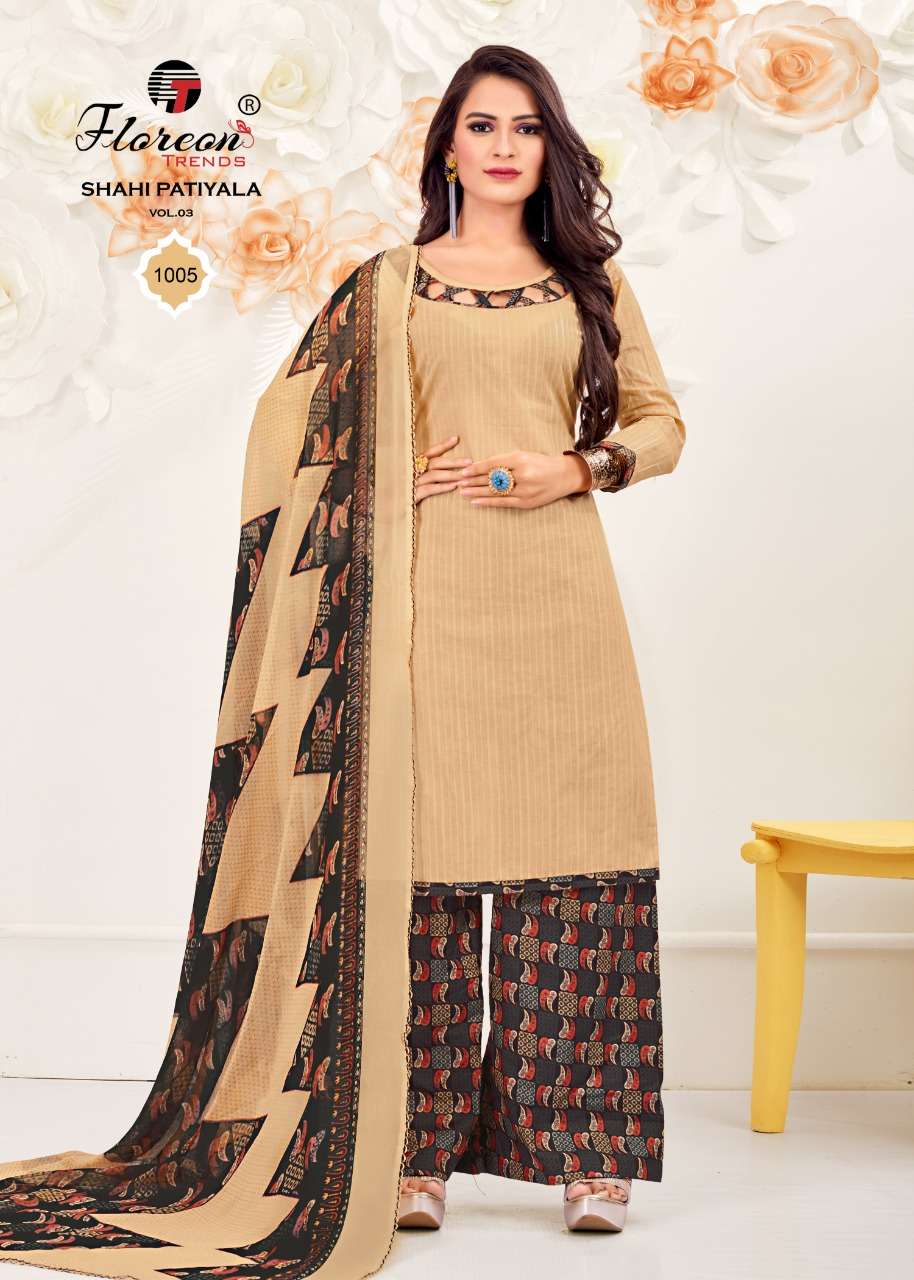 Shahi Patiyala Vol-3 By Florean Trends 14001 To 14010 Series Beautiful Festive Suits Colorful Stylish Fancy Casual Wear & Ethnic Wear Pure Cotton Print With Work Dresses At Wholesale Price