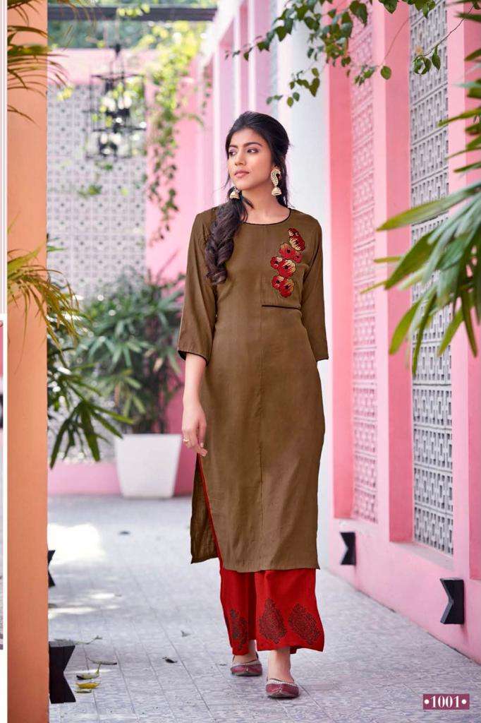 SAFARI BY C9 1001 TO 1004 SERIES DESIGNER STYLISH FANCY COLORFUL BEAUTIFUL PARTY WEAR & ETHNIC WEAR COLLECTION RAYON SLUB EMBROIDERY KURTIS WITH BOTTOM AT WHOLESALE PRICE