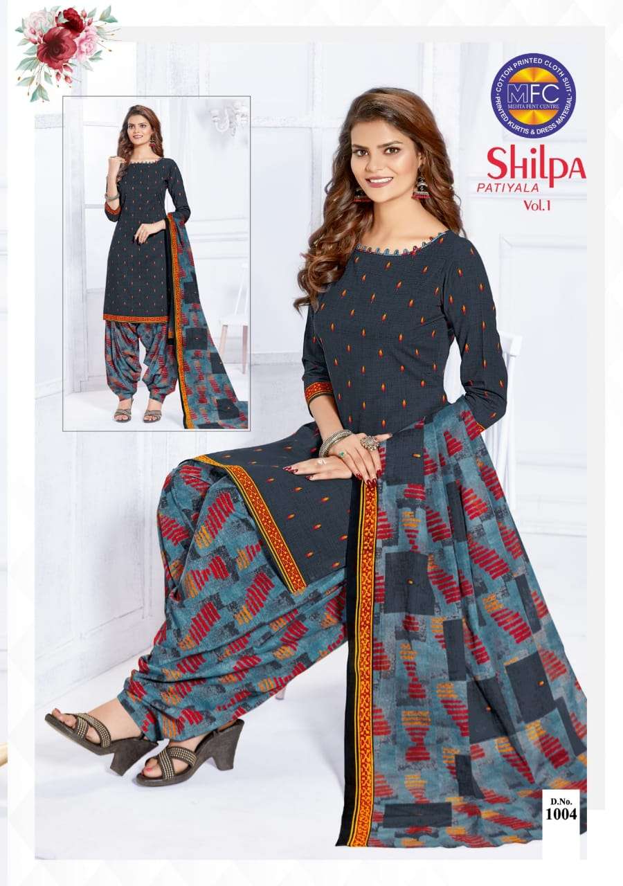 SHILPA PATIYALA VOL-1 BY MFC 1001 TO 1012 SERIES BEAUTIFUL SUITS COLORFUL STYLISH FANCY CASUAL WEAR & ETHNIC WEAR PURE COTTON DRESSES AT WHOLESALE PRICE