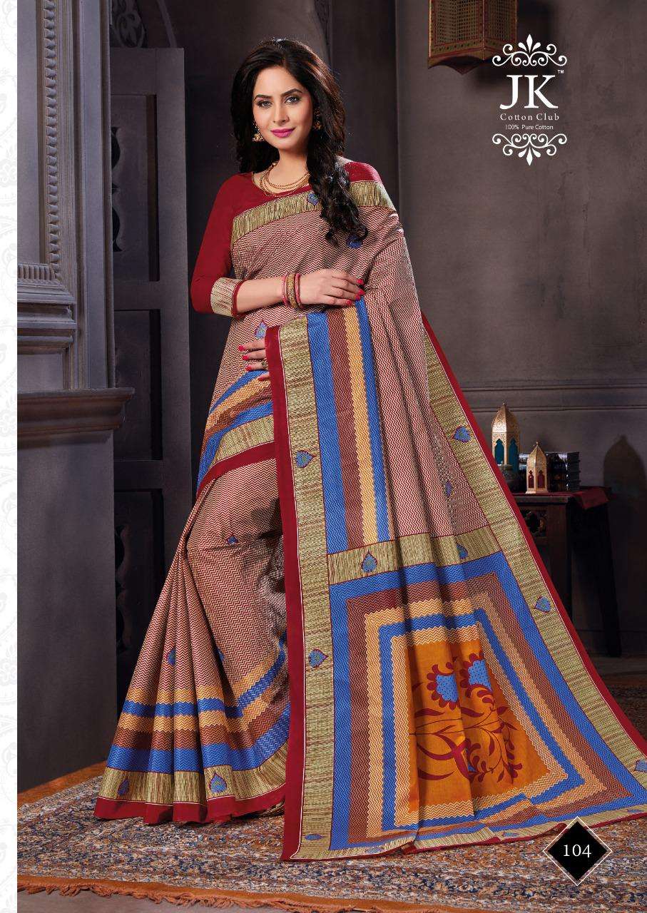 KESHAR PISTA VOL-1 BY JK COTTON CLUB 101 TO 120 SERIES INDIAN TRADITIONAL WEAR COLLECTION BEAUTIFUL STYLISH FANCY COLORFUL PARTY WEAR & OCCASIONAL WEAR PURE COTTON SAREES AT WHOLESALE PRICE