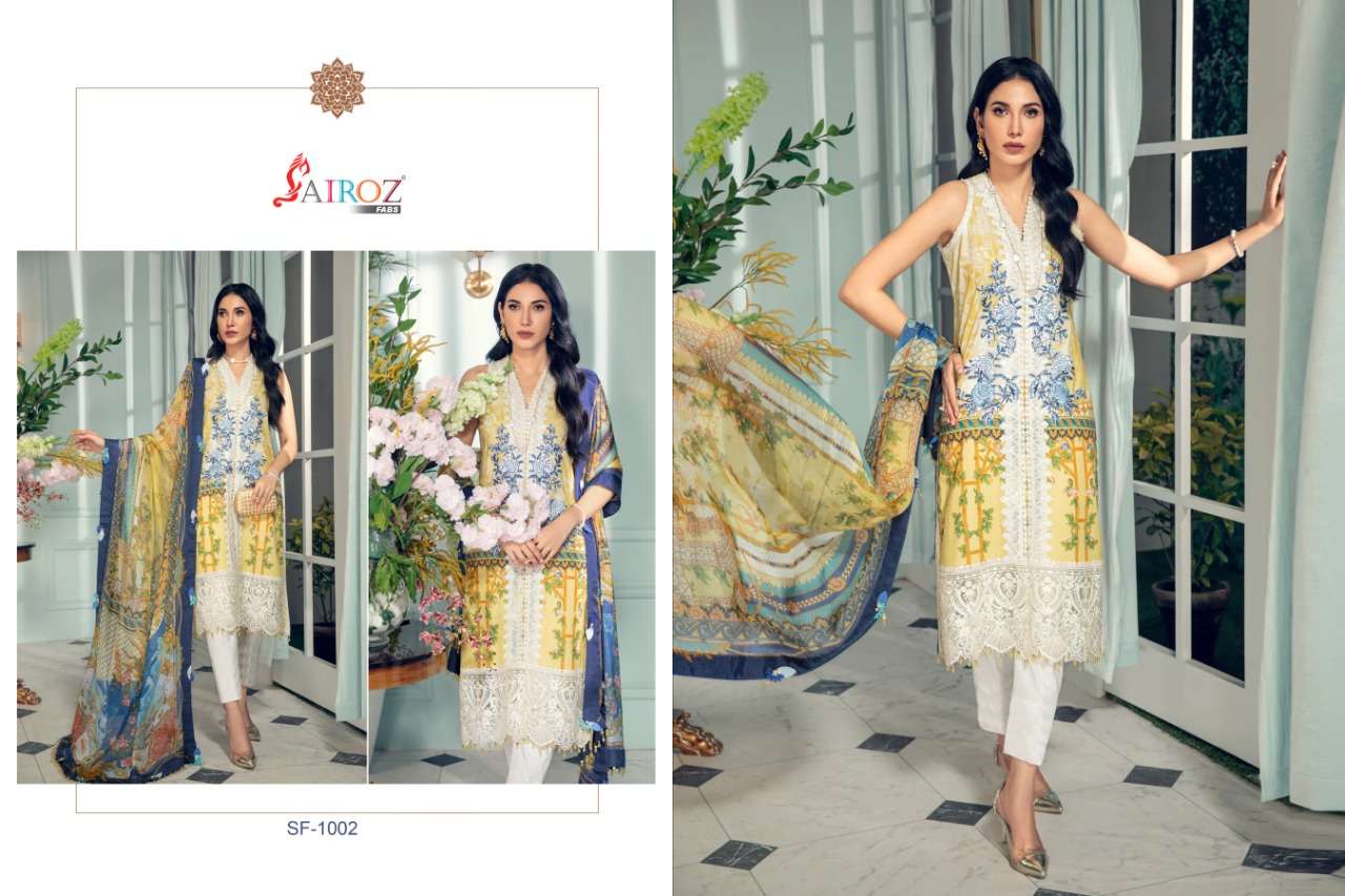 Anaya Luxury Lawn-21 By Sairoz Fabs 1001 To 1004 Series Pakistani Suits Beautiful Fancy Colorful Stylish Party Wear & Occasional Wear Pure Cotton Digital Print With Embroidery Dresses At Wholesale Price