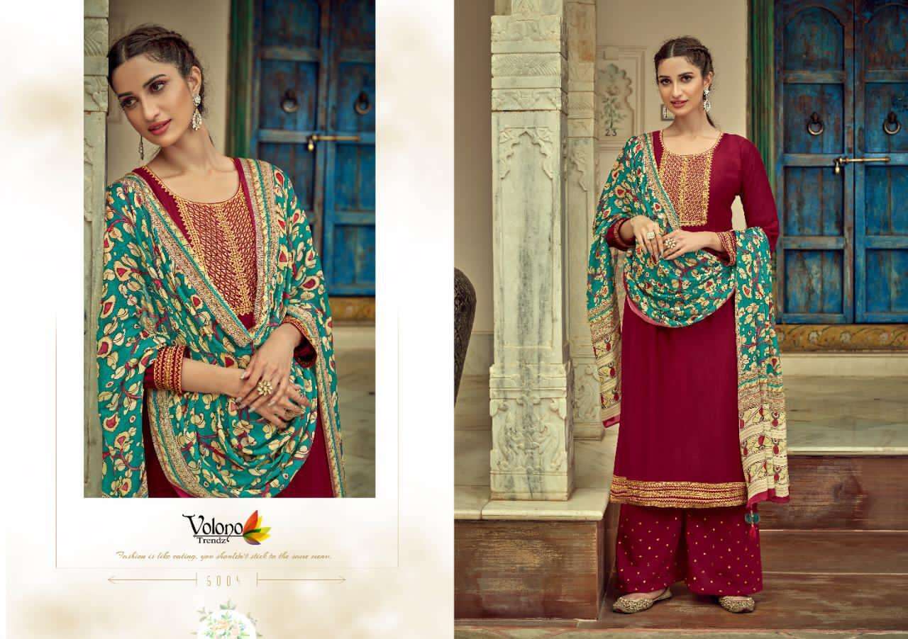 EHRUM BY VOLONO TRENDZ 6001 TO 6008 SERIES BEAUTIFUL SUITS COLORFUL STYLISH FANCY CASUAL WEAR & ETHNIC WEAR TUSSAR SILK EMBROIDERED DRESSES AT WHOLESALE PRICE