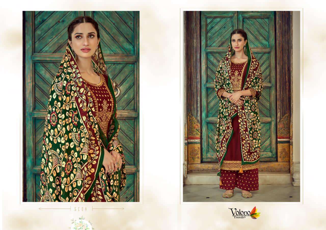 EHRUM BY VOLONO TRENDZ 6001 TO 6008 SERIES BEAUTIFUL SUITS COLORFUL STYLISH FANCY CASUAL WEAR & ETHNIC WEAR TUSSAR SILK EMBROIDERED DRESSES AT WHOLESALE PRICE
