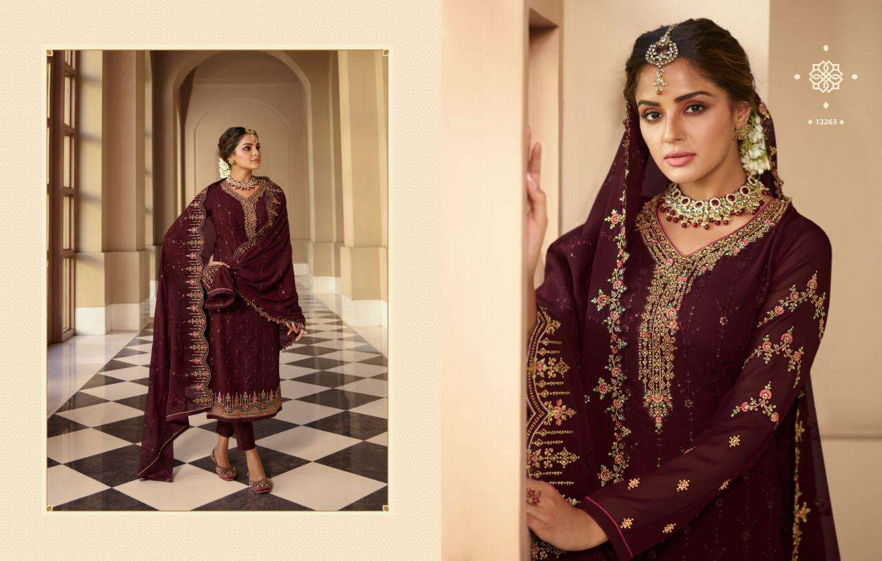 ZISA VOL-67 BY MEERA TRENDZ 12261 TO 12266 SERIES BEAUTIFUL STYLISH SUITS FANCY COLORFUL CASUAL WEAR & ETHNIC WEAR & READY TO WEAR GEORGETTE WITH EMBROIDERY DRESSES AT WHOLESALE PRICE