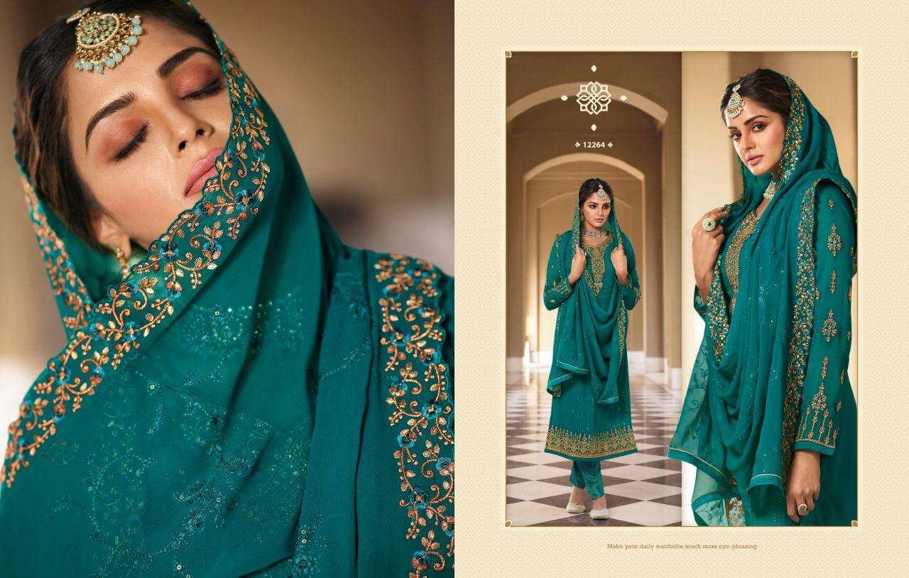 ZISA VOL-67 BY MEERA TRENDZ 12261 TO 12266 SERIES BEAUTIFUL STYLISH SUITS FANCY COLORFUL CASUAL WEAR & ETHNIC WEAR & READY TO WEAR GEORGETTE WITH EMBROIDERY DRESSES AT WHOLESALE PRICE