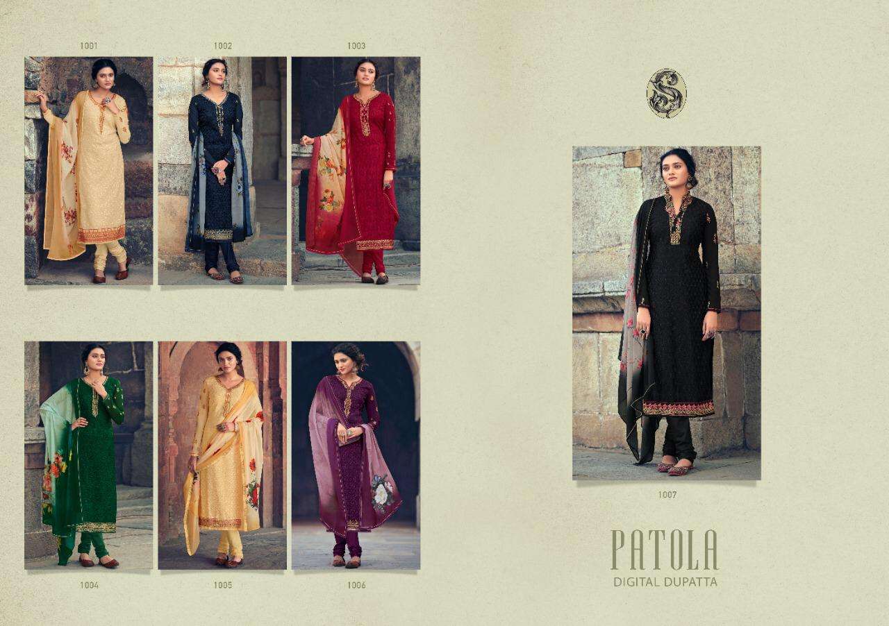 PATOLA BY SHOPONBIT 1001 TO 1007 SERIES BEAUTIFUL SUITS COLORFUL STYLISH FANCY CASUAL WEAR & ETHNIC WEAR FAUX GEORGETTE EMBROIDERED DRESSES AT WHOLESALE PRICE