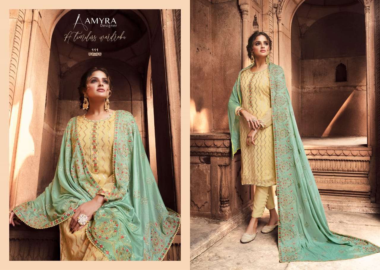 Nazrana Vol-3 By Amyra Designer 111 To 115 Series Beautiful Suits Colorful Stylish Fancy Casual Wear & Ethnic Wear Pure Viscose Chinnon Embroidered Dresses At Wholesale Price