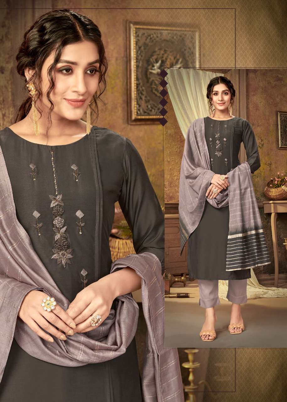 PULSBEBRRY BY 4 COLOURS 10001 TO 10005 SERIES BEAUTIFUL SUITS COLORFUL STYLISH FANCY CASUAL WEAR & ETHNIC WEAR PURE MUSLIN WITH HANDWORK DRESSES AT WHOLESALE PRICE