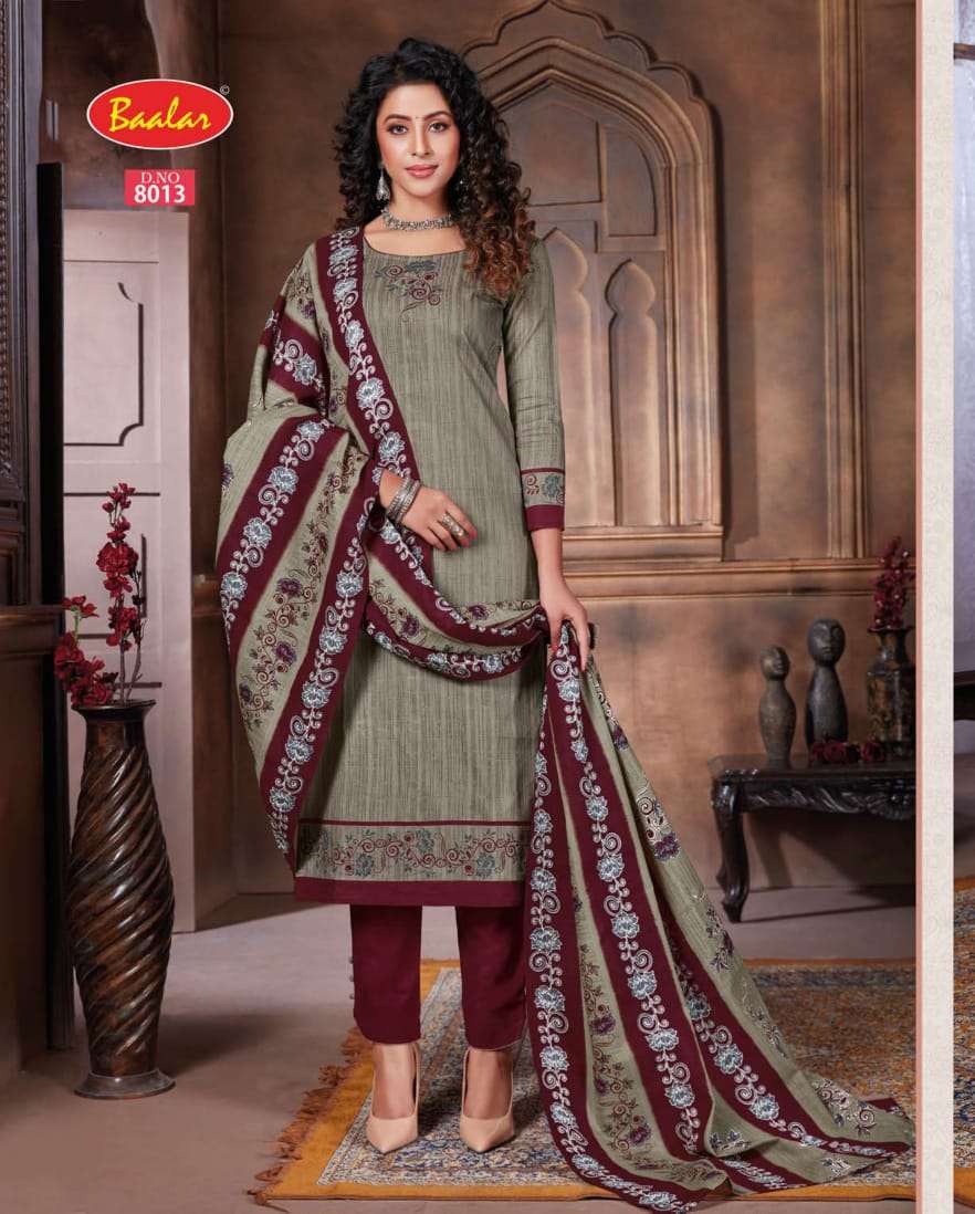 ZAARA VOL-8 BY BAALAR 8001 TO 8028 SERIES BEAUTIFUL STYLISH SUITS FANCY COLORFUL CASUAL WEAR & ETHNIC WEAR & READY TO WEAR PURE COTTON PRINTED DRESSES AT WHOLESALE PRICE