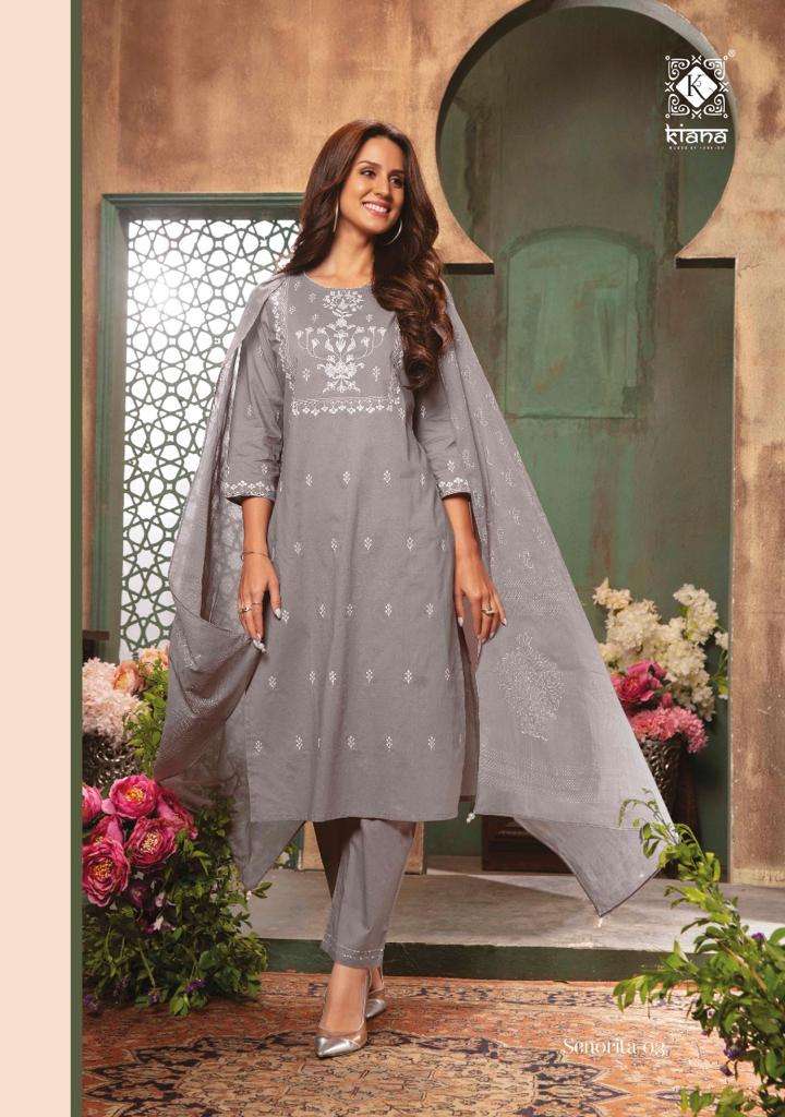 SENORITA BY KIANA 01 TO 08 SERIES BEAUTIFUL SUITS COLORFUL STYLISH FANCY CASUAL WEAR & ETHNIC WEAR PURE COTTON CHIKAN WORK DRESSES AT WHOLESALE PRICE