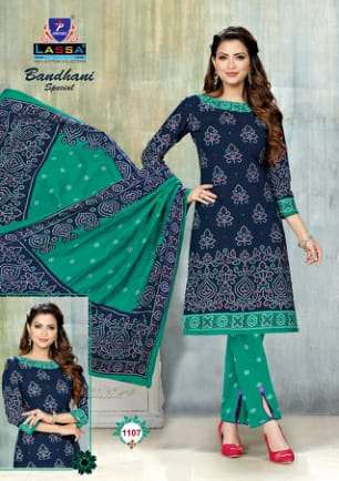 BANDHANI SPECIAL VOL-11 BY LASSA 1101 TO 1110 SERIES BEAUTIFUL STYLISH SUITS FANCY COLORFUL CASUAL WEAR & ETHNIC WEAR & READY TO WEAR PURE COTTON DRESSES AT WHOLESALE PRICE
