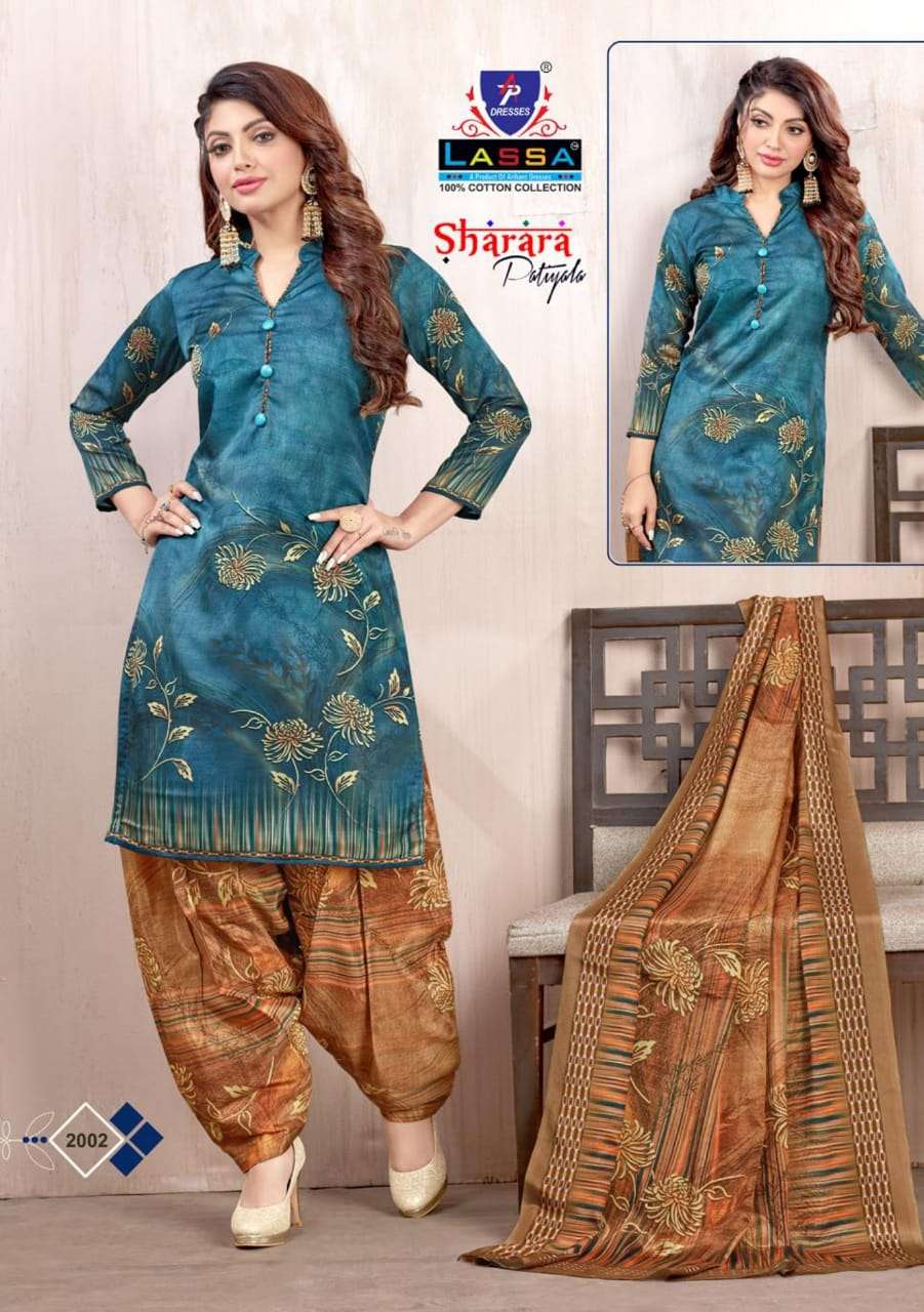 SHARARA PATIYALA VOL-2 BY LASSA 2001 TO 2010 SERIES BEAUTIFUL STYLISH SUITS FANCY COLORFUL CASUAL WEAR & ETHNIC WEAR & READY TO WEAR PURE COTTON DRESSES AT WHOLESALE PRICE