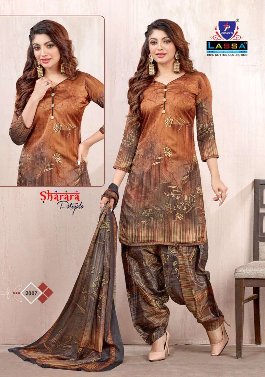 SHARARA PATIYALA VOL-2 BY LASSA 2001 TO 2010 SERIES BEAUTIFUL STYLISH SUITS FANCY COLORFUL CASUAL WEAR & ETHNIC WEAR & READY TO WEAR PURE COTTON DRESSES AT WHOLESALE PRICE