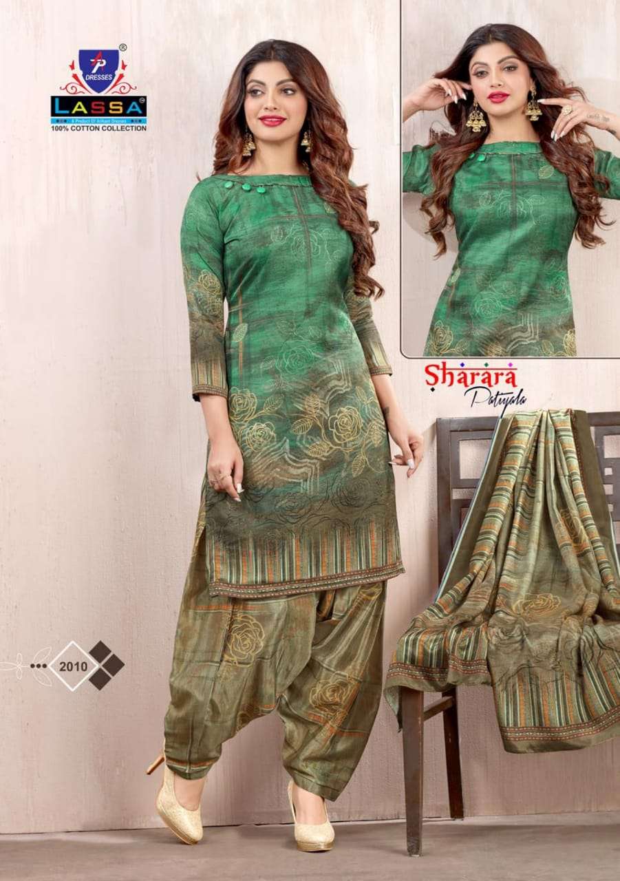 SHARARA PATIYALA VOL-2 BY LASSA 2001 TO 2010 SERIES BEAUTIFUL STYLISH SUITS FANCY COLORFUL CASUAL WEAR & ETHNIC WEAR & READY TO WEAR PURE COTTON DRESSES AT WHOLESALE PRICE