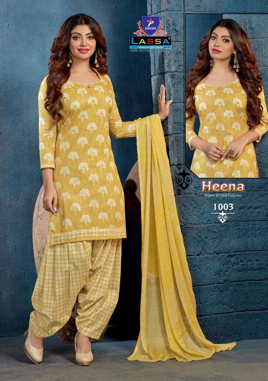 HEENA BY LASSA 1001 TO 1010 SERIES BEAUTIFUL SUITS COLORFUL STYLISH FANCY CASUAL WEAR & ETHNIC WEAR PURE COTTON DRESSES AT WHOLESALE PRICE