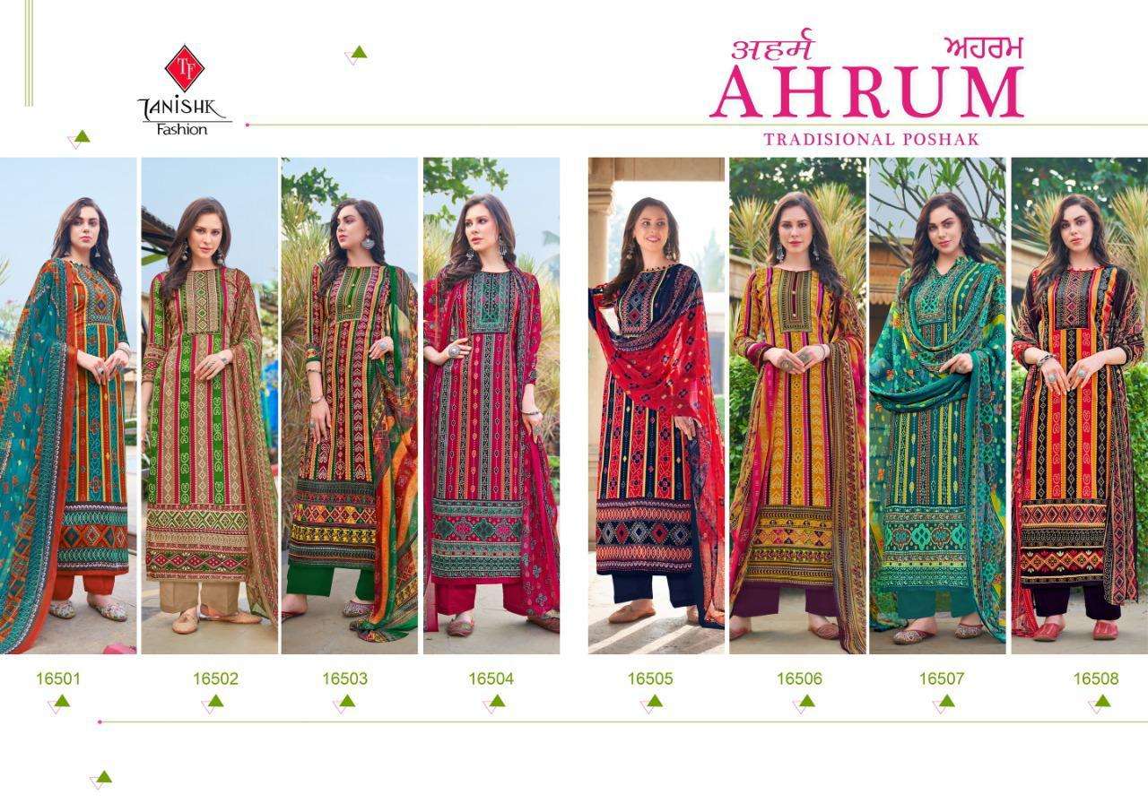 AHRUM BY TANISHK FASHION 16501 TO 16508 SERIES BEAUTIFUL SUITS COLORFUL STYLISH FANCY CASUAL WEAR & ETHNIC WEAR PURE JAM COTTON PRINT DRESSES AT WHOLESALE PRICE