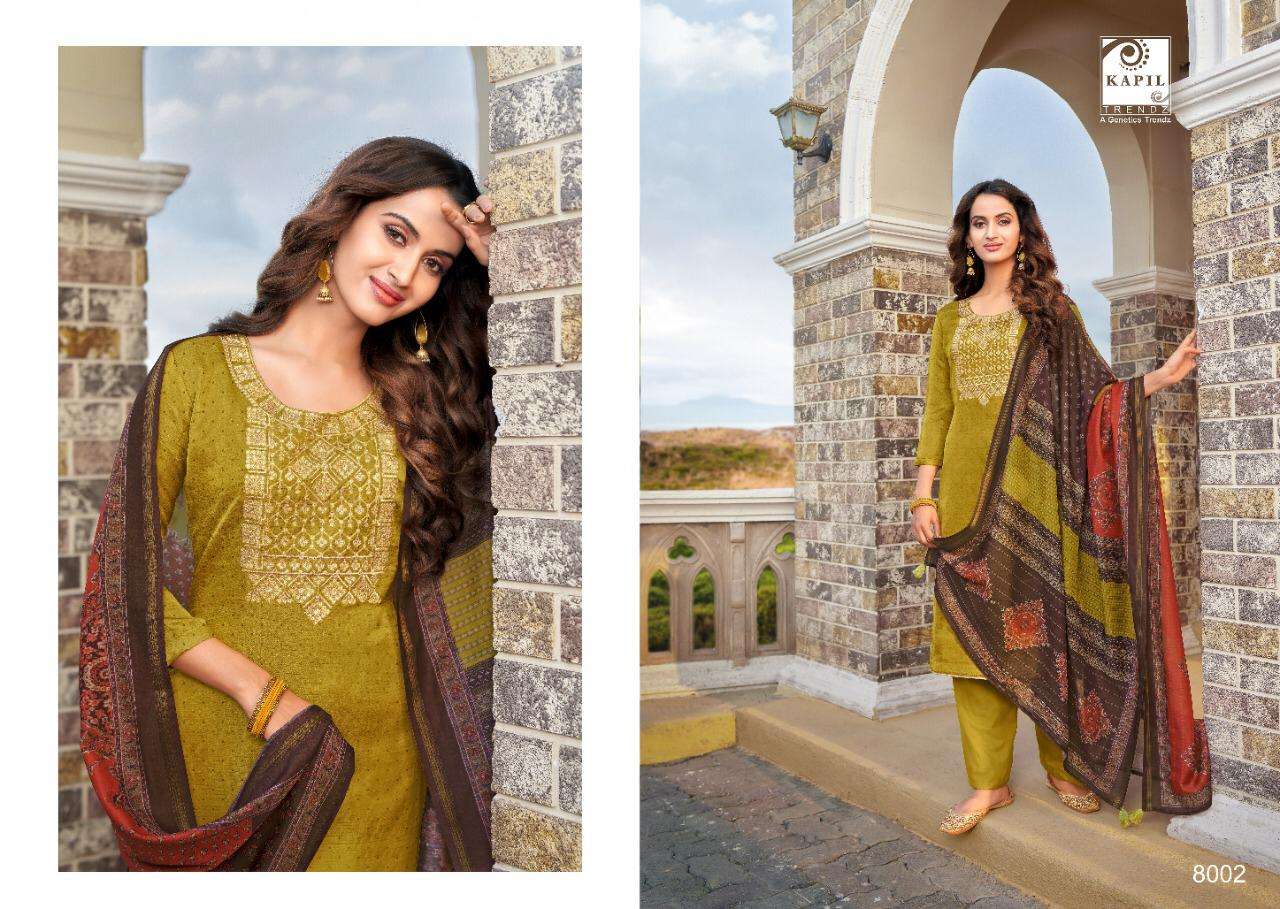 RAGINI BY KAPIL TRENDS 8001 TO 8007 SERIES BEAUTIFUL SUITS COLORFUL STYLISH FANCY CASUAL WEAR & ETHNIC WEAR MAHISA SILK WITH WORK DRESSES AT WHOLESALE PRICE