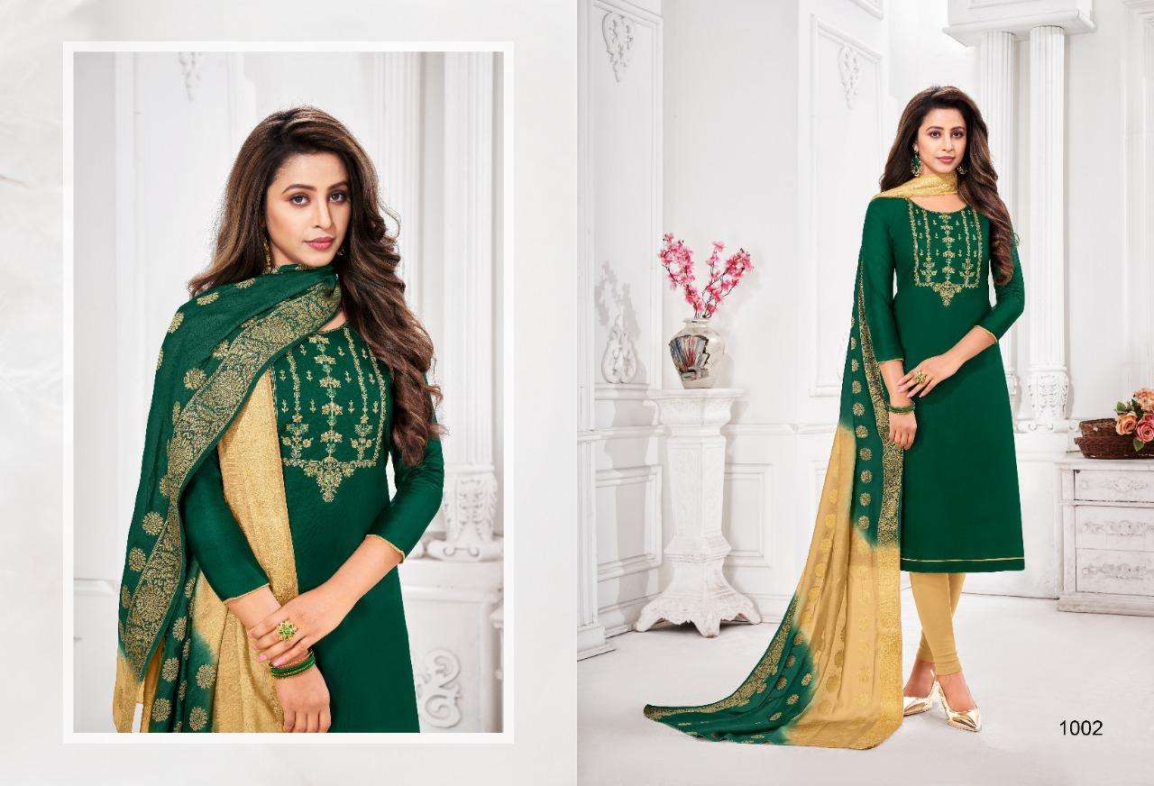 ALENA BY SHAGUN LIFESTYLE 1001 TO 1012 SERIES BEAUTIFUL SUITS COLORFUL STYLISH FANCY CASUAL WEAR & ETHNIC WEAR GLACE SATIN EMBROIDERED DRESSES AT WHOLESALE PRICE