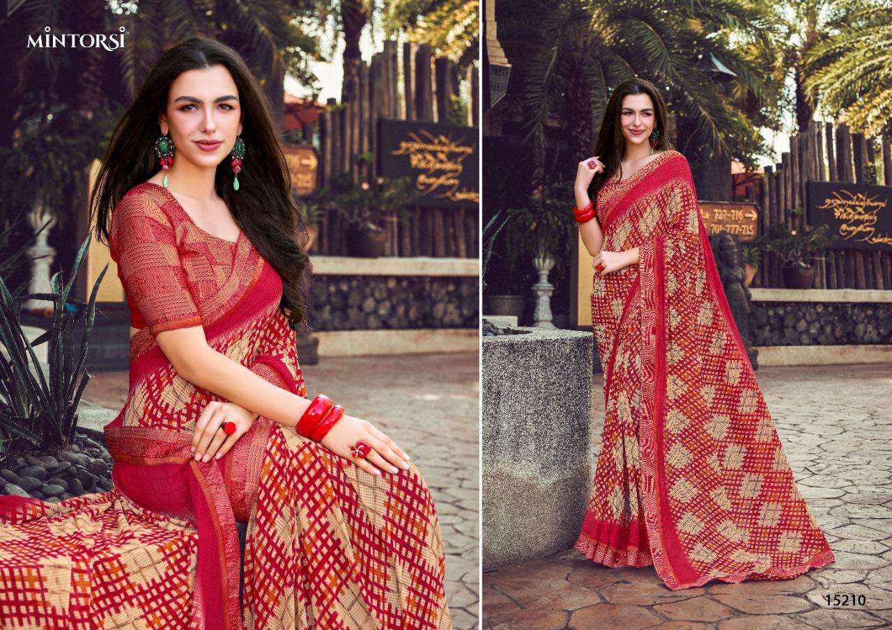 BRINDA BY MINTORSI INDIAN TRADITIONAL WEAR COLLECTION BEAUTIFUL STYLISH FANCY COLORFUL PARTY WEAR & OCCASIONAL WEAR GEORGETTE PRINT SAREES AT WHOLESALE PRICE