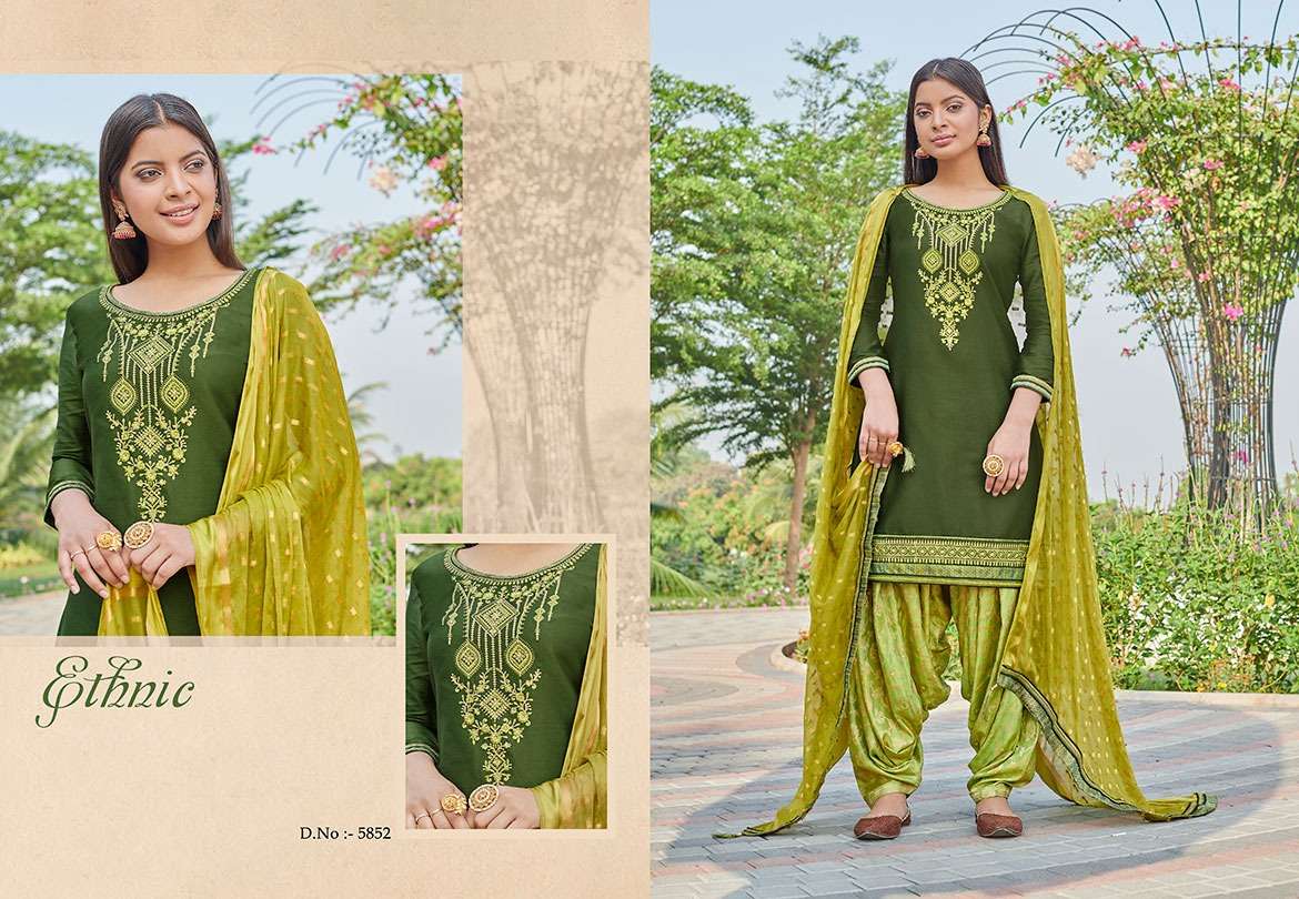 SHANGAR BY PATIYALA HOUSE VOL-20 BY KESSI FABRICS 5851 TO 5858 SERIES BEAUTIFUL COLORFUL STYLISH PRETTY PARTY WEAR CASUAL WEAR OCCASIONAL WEAR JAM SILK WITH EMBROIDERY DRESSES AT WHOLESALE PRICE