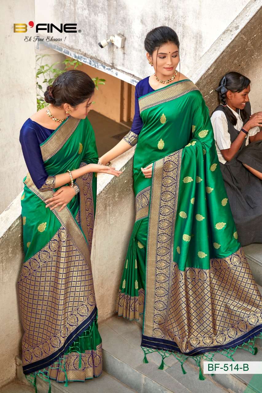 PATHSHALA BY BFINE 512-A TO 514-D SERIES INDIAN TRADITIONAL WEAR COLLECTION BEAUTIFUL STYLISH FANCY COLORFUL PARTY WEAR & OCCASIONAL WEAR SILK SAREES AT WHOLESALE PRICE