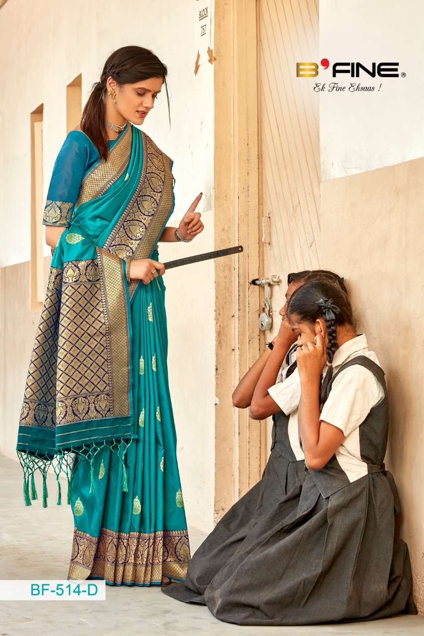 PATHSHALA BY BFINE 512-A TO 514-D SERIES INDIAN TRADITIONAL WEAR COLLECTION BEAUTIFUL STYLISH FANCY COLORFUL PARTY WEAR & OCCASIONAL WEAR SILK SAREES AT WHOLESALE PRICE