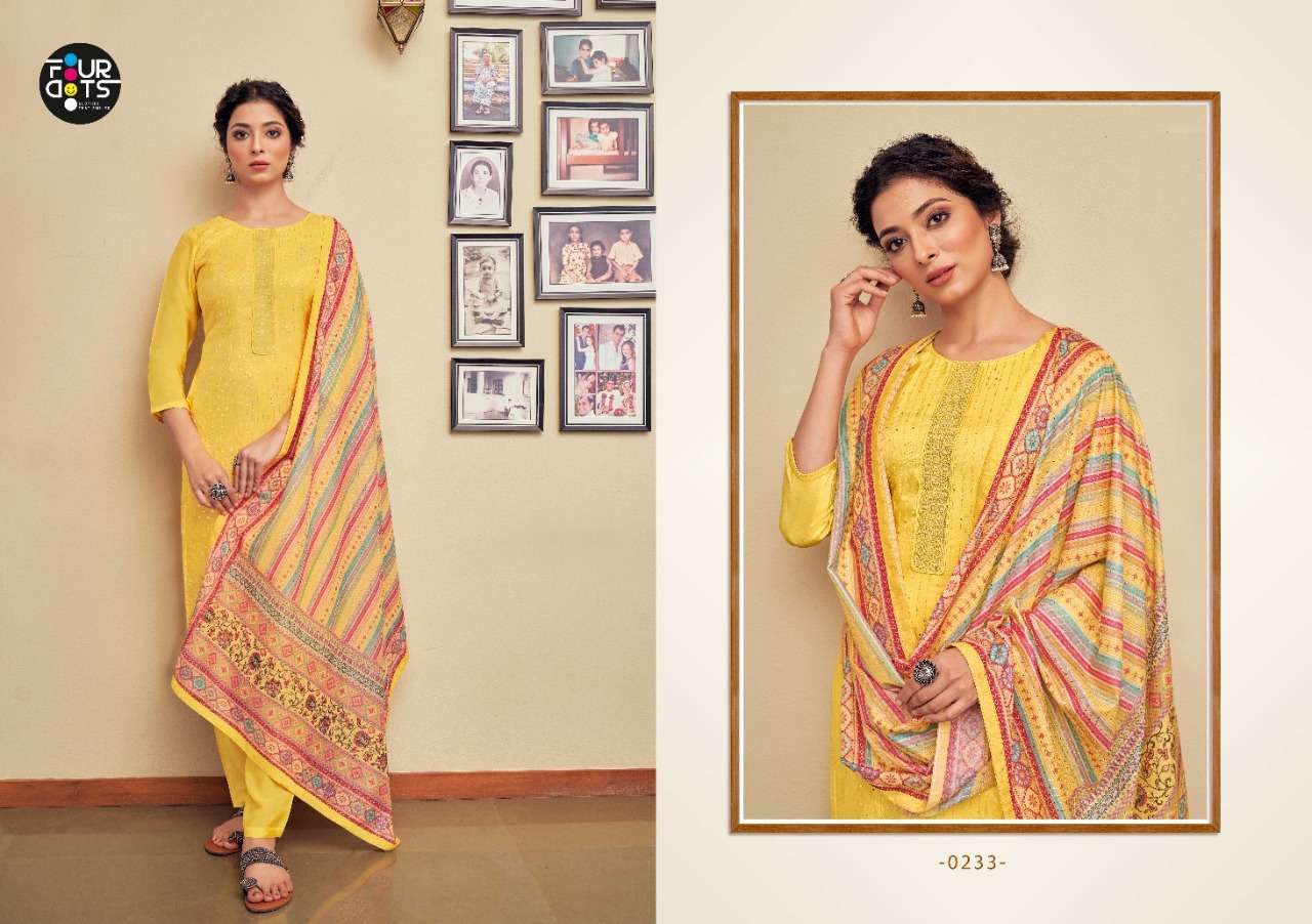 AVSAR VOL-3 BY FOUR DOTS 0231 TO 0234 SERIES INDIAN TRADITIONAL WEAR COLLECTION BEAUTIFUL STYLISH FANCY COLORFUL PARTY WEAR & OCCASIONAL WEAR PURE VISCOSE UPADA SILK DIGITAL PRINT DRESSES AT WHOLESALE PRICE