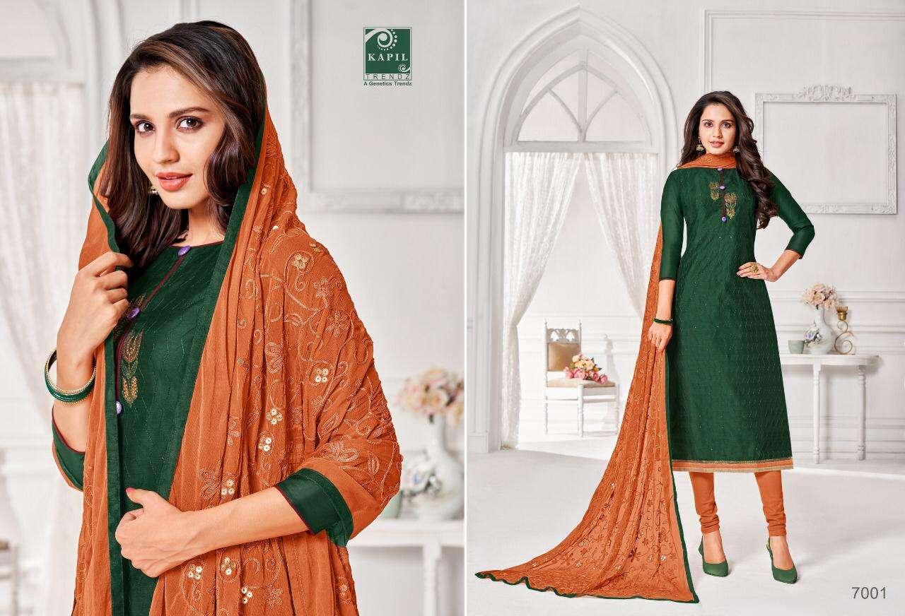 NOORI BY KAPIL TRENDZ 7001 TO 7012 SERIES BEAUTIFUL WINTER COLLECTION SUITS STYLISH FANCY COLORFUL CASUAL WEAR & ETHNIC WEAR CHANDERI/SATIN/SILK DRESSES AT WHOLESALE PRICE