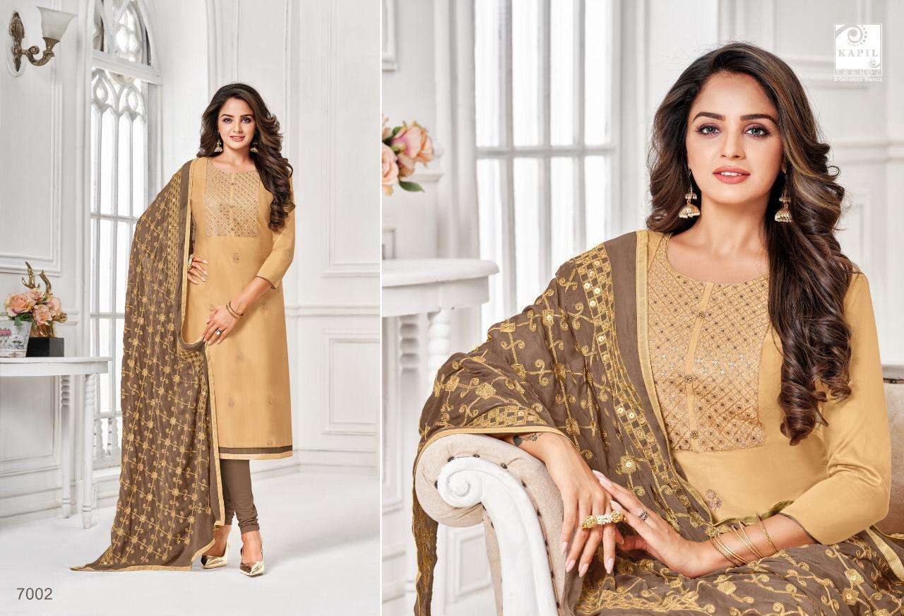 NOORI BY KAPIL TRENDZ 7001 TO 7012 SERIES BEAUTIFUL WINTER COLLECTION SUITS STYLISH FANCY COLORFUL CASUAL WEAR & ETHNIC WEAR CHANDERI/SATIN/SILK DRESSES AT WHOLESALE PRICE
