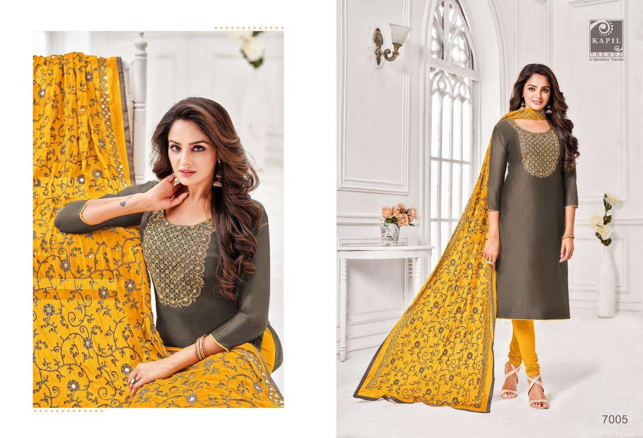 NOORI BY KAPIL TRENDZ 7001 TO 7012 SERIES BEAUTIFUL WINTER COLLECTION SUITS STYLISH FANCY COLORFUL CASUAL WEAR & ETHNIC WEAR CHANDERI/SATIN/SILK DRESSES AT WHOLESALE PRICE