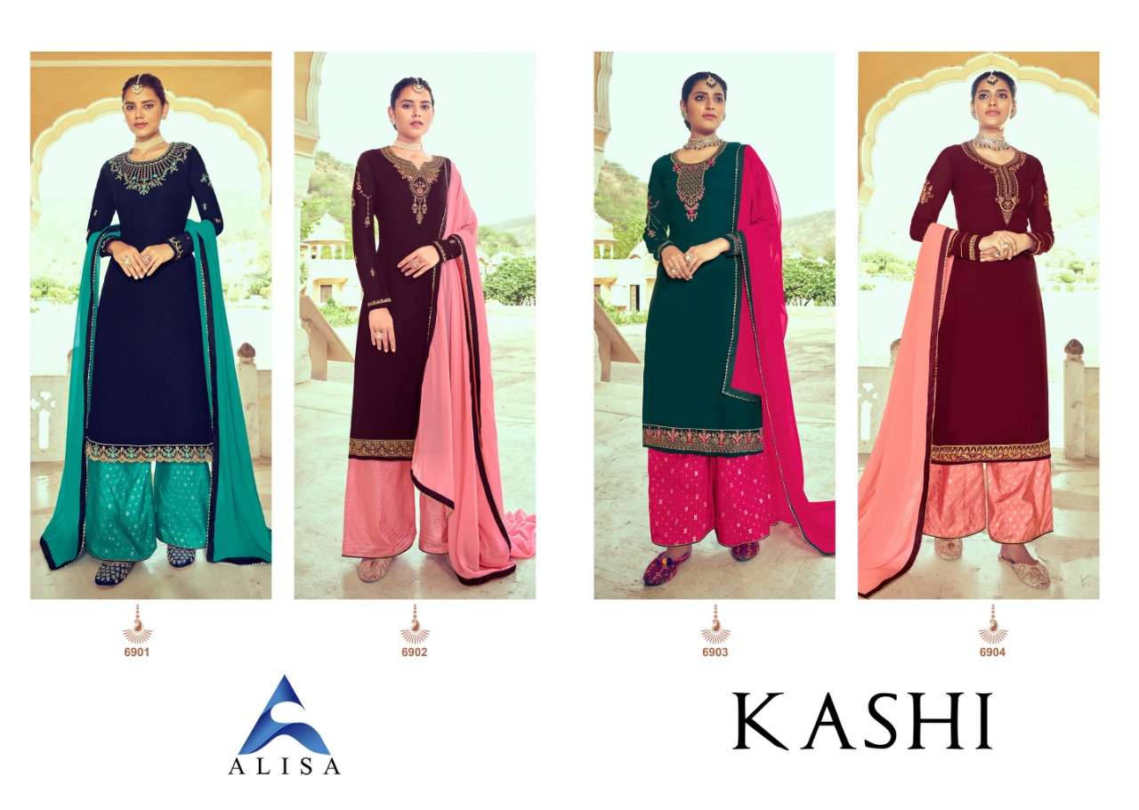 KASHI BY ALISA 6901 TO 6904 SERIES BEAUTIFUL SUITS COLORFUL STYLISH FANCY CASUAL WEAR & ETHNIC WEAR FAUX GEORGETTE DRESSES AT WHOLESALE PRICE
