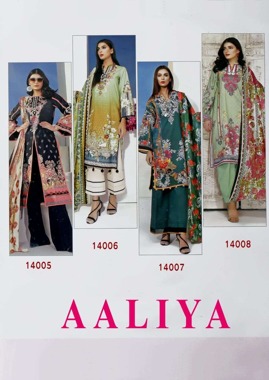 AALIYA VOL-14 BY APANA COTTON 14001 TO 14008 SERIES BEAUTIFUL COLORFUL STYLISH PRETTY PARTY WEAR CASUAL WEAR OCCASIONAL WEAR PURE COTTON DRESSES AT WHOLESALE PRICE