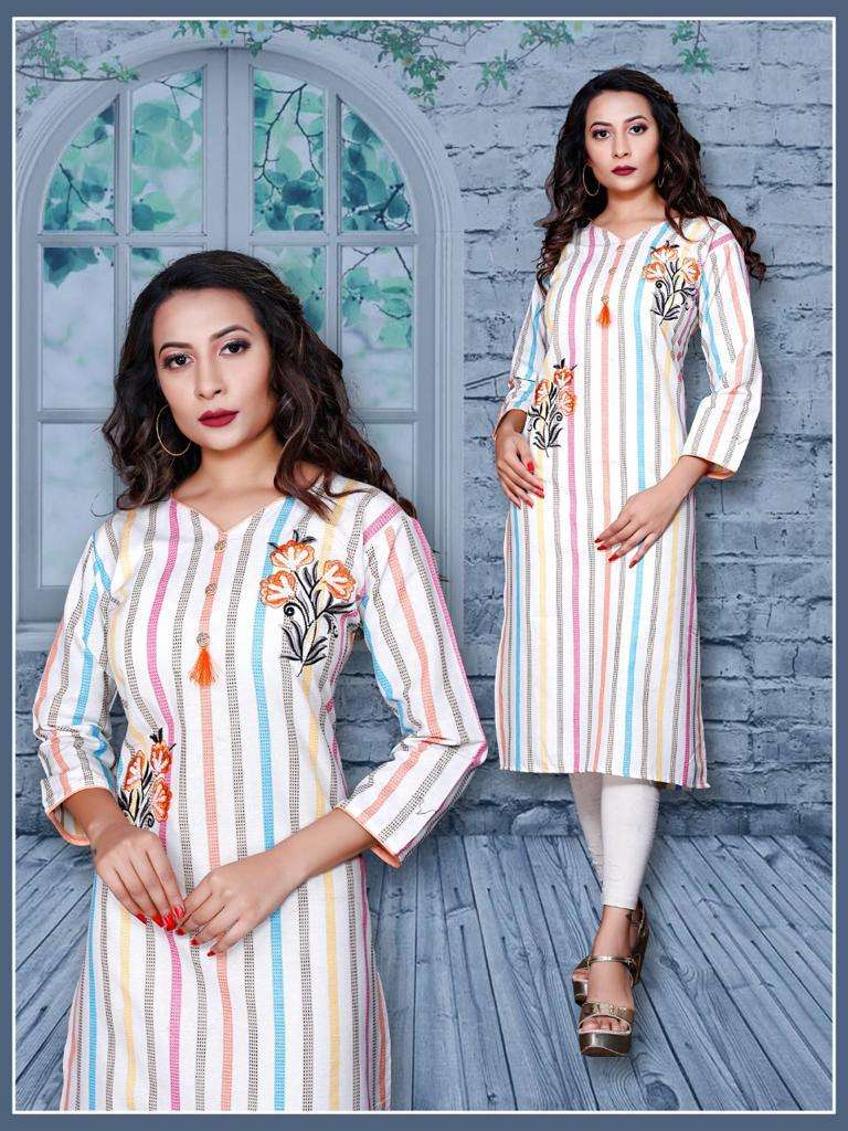 SUMMER BY RANG TRANG 01 TO 06 SERIES DESIGNER STYLISH FANCY COLORFUL BEAUTIFUL PARTY WEAR & ETHNIC WEAR COLLECTION COTTON EMBROIDERY KURTIS AT WHOLESALE PRICE
